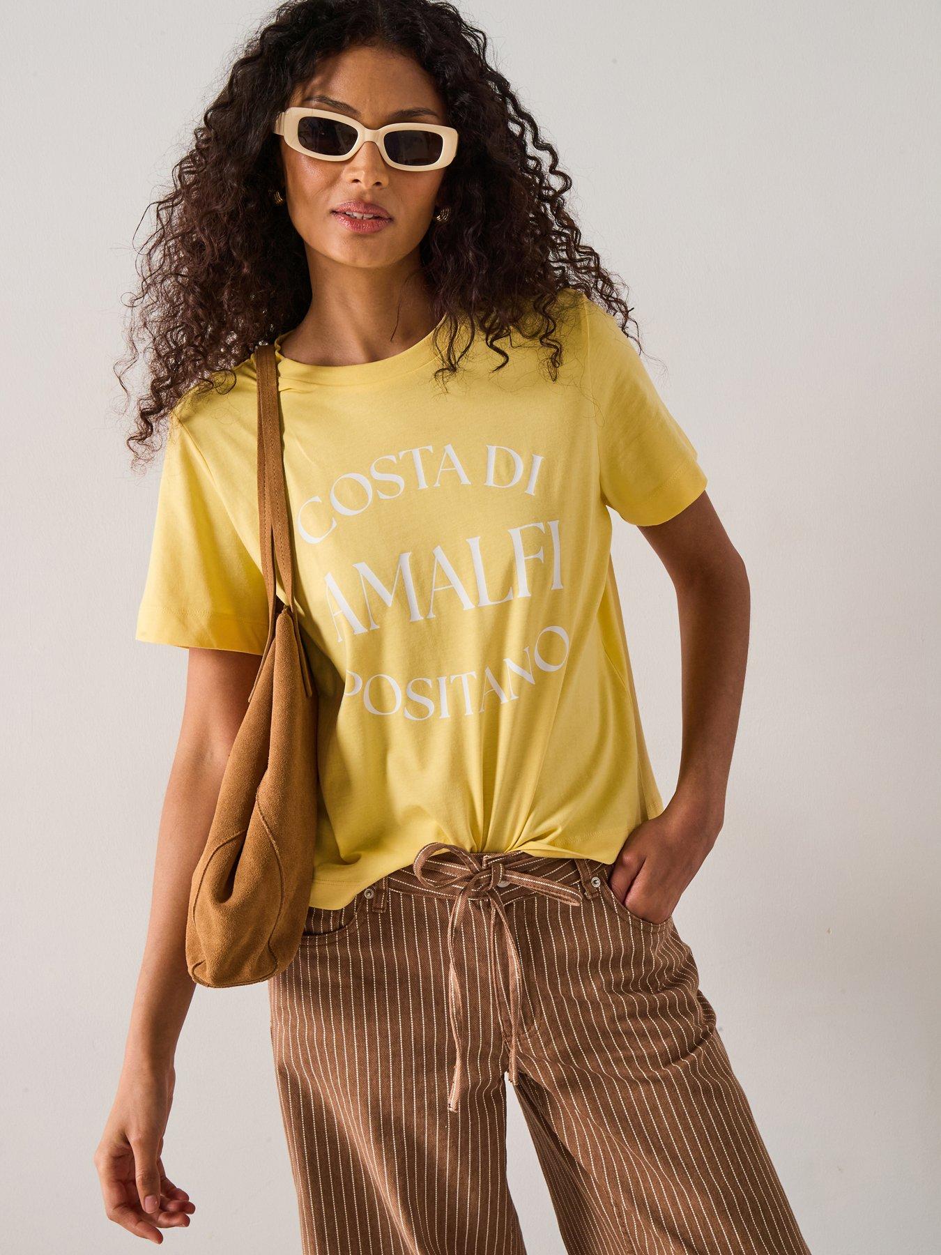 Image of Vero Moda Sonna Mette Short Sleeve Jersey Top  - Yellow