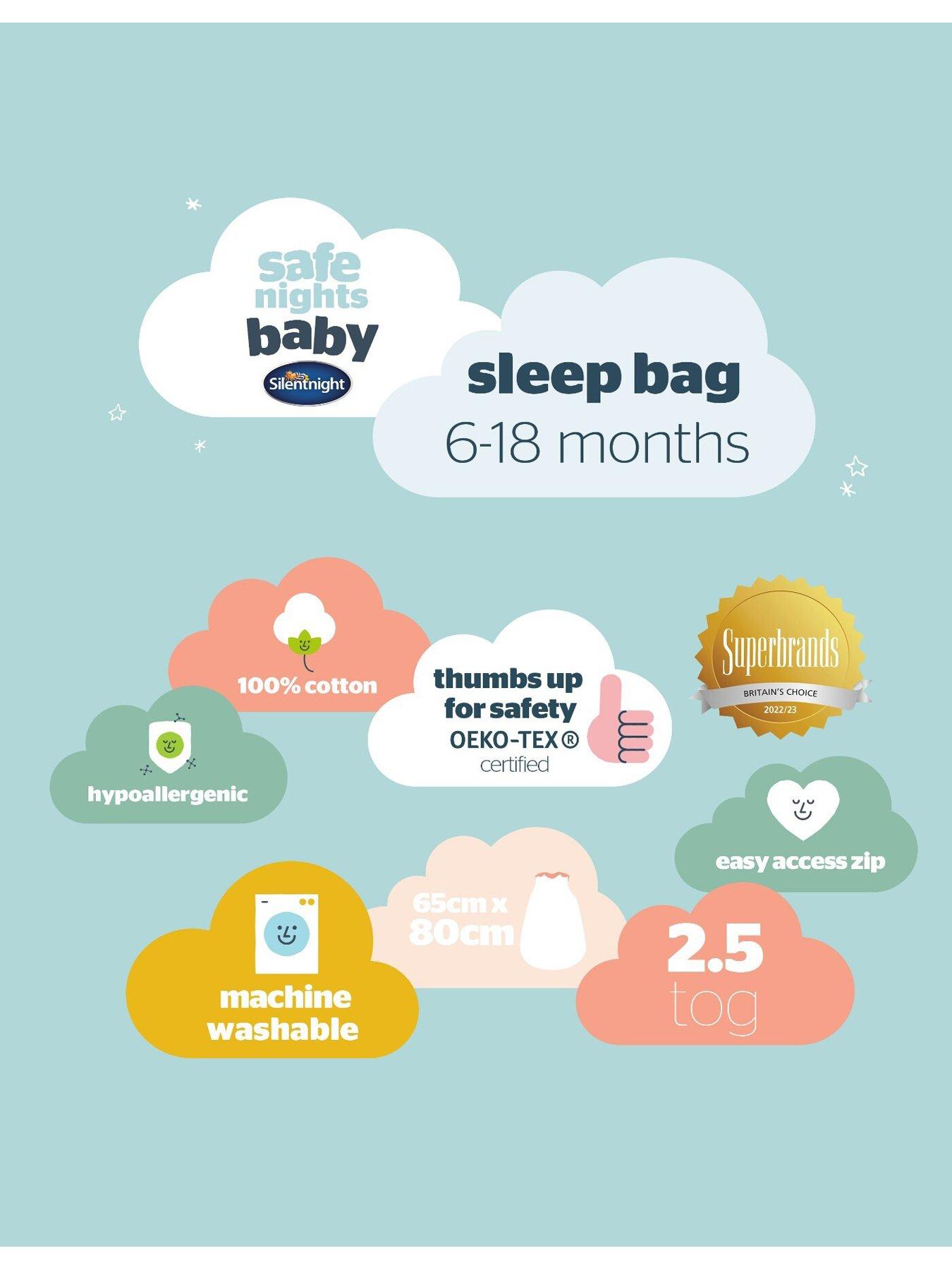 Image 7 of 7 of Silentnight Safe Nights 6-18 Months Baby Sleeping Bag - 2.5 Tog - Pink Stars