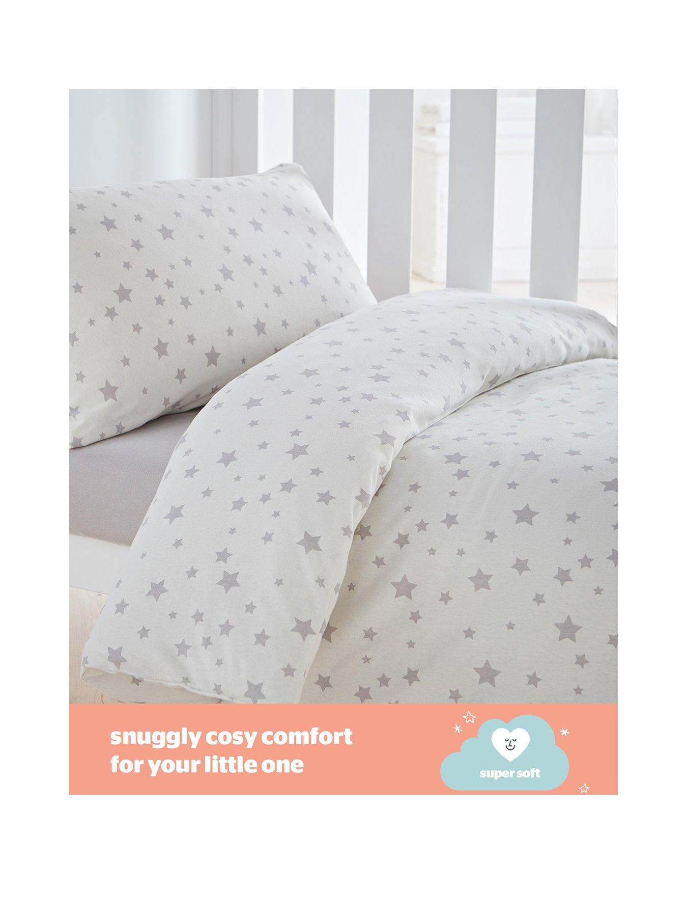 Image 2 of 7 of Silentnight Silentnight Safe Nights 100% Cotton Cot Bed Duvet Cover Set - Grey Stars