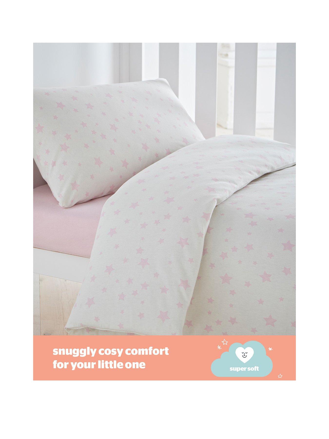 Image 2 of 7 of Silentnight Silentnight Safe Nights 100% Cotton Cot Bed Duvet Cover Set - Pink Stars
