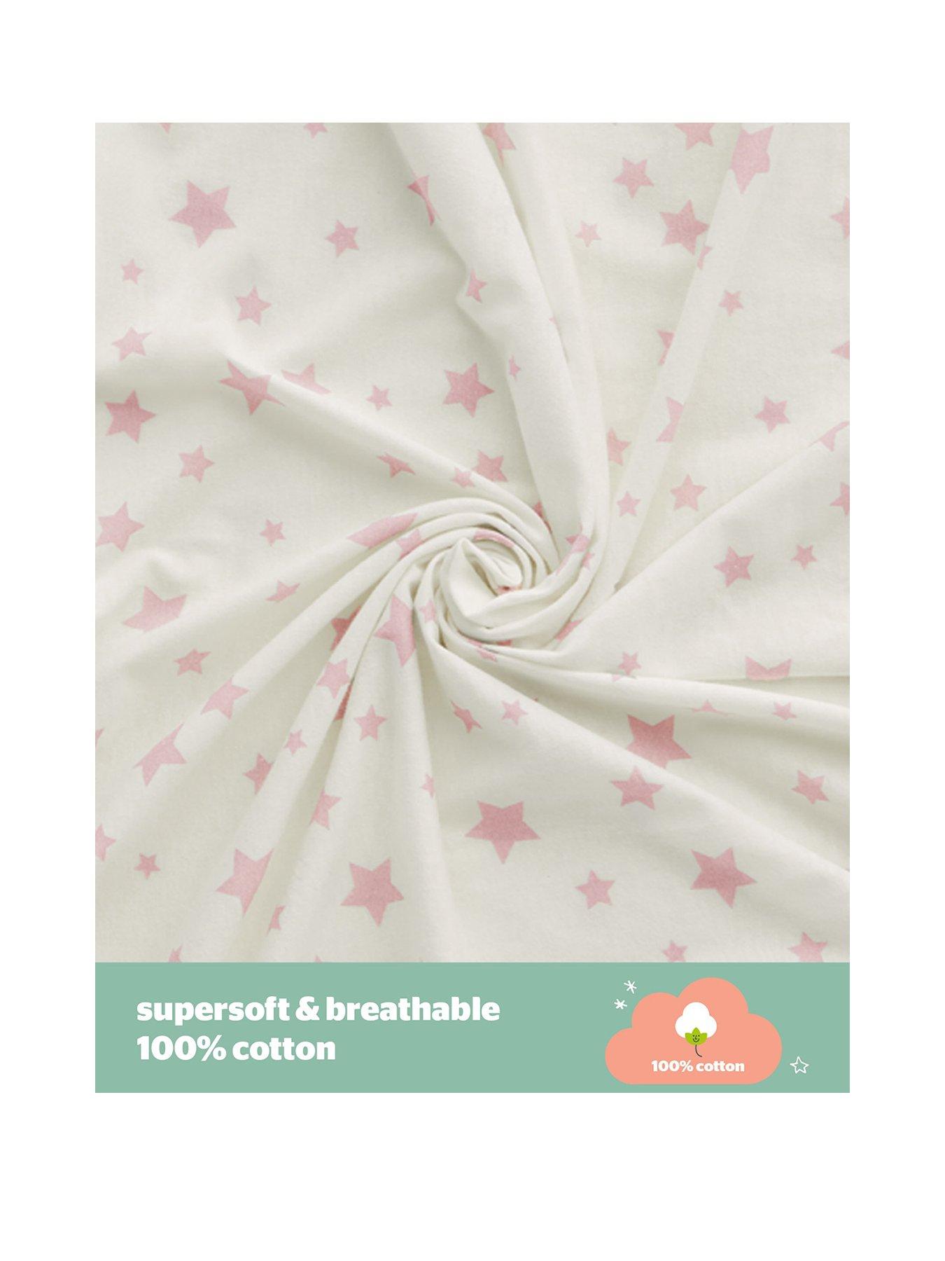 Image 3 of 7 of Silentnight Silentnight Safe Nights 100% Cotton Cot Bed Duvet Cover Set - Pink Stars