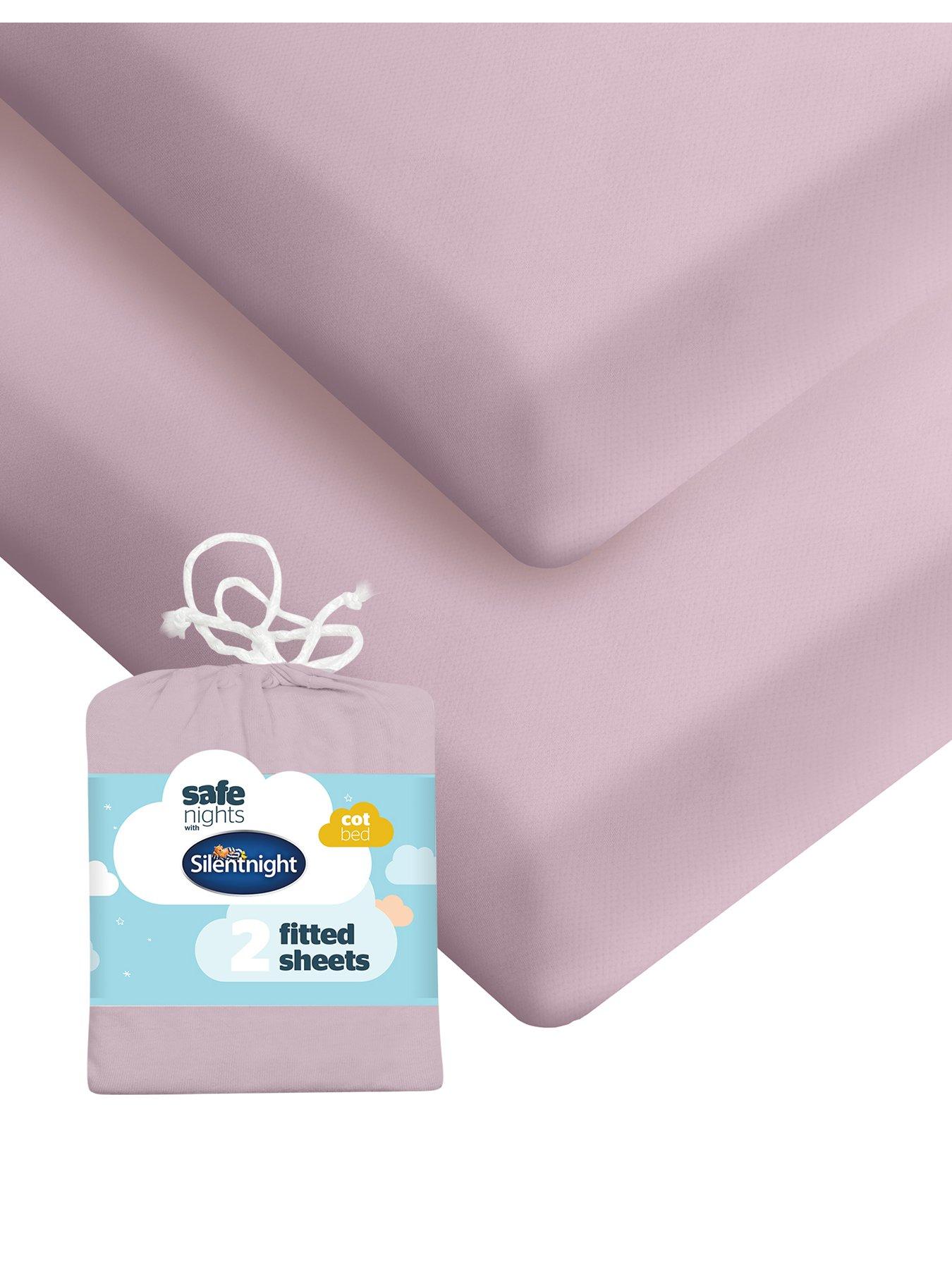 Image 1 of 7 of Silentnight Silentnight Safe Nights 2 x Pack 100% Cotton Cot Bed Fitted Sheets - 140cm x 70cm - Pink