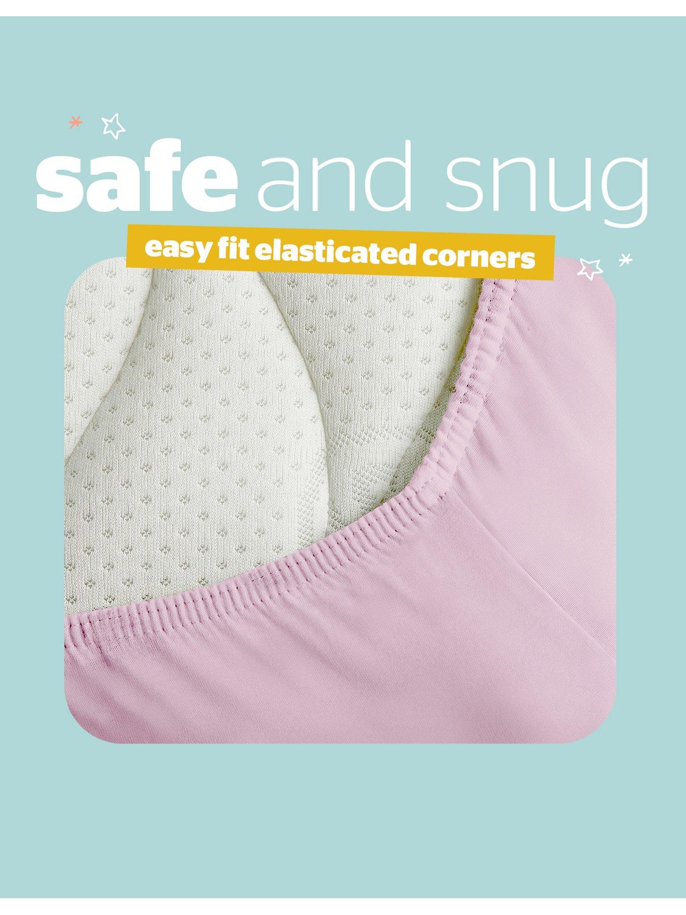 Image 5 of 7 of Silentnight Silentnight Safe Nights 2 x Pack 100% Cotton Cot Bed Fitted Sheets - 140cm x 70cm - Pink