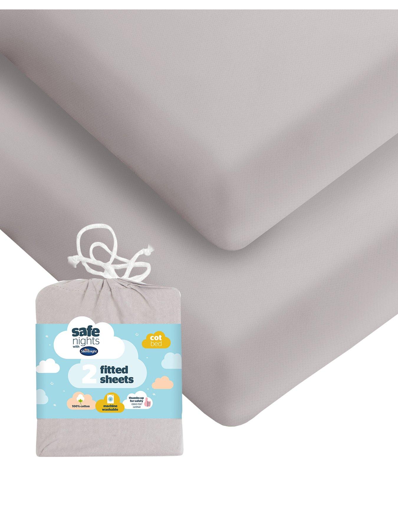 silentnight-silentnight-safe-nights-2-x-pack-100-cotton-cot-bed-fitted-sheets-140cm-x-70cm-grey