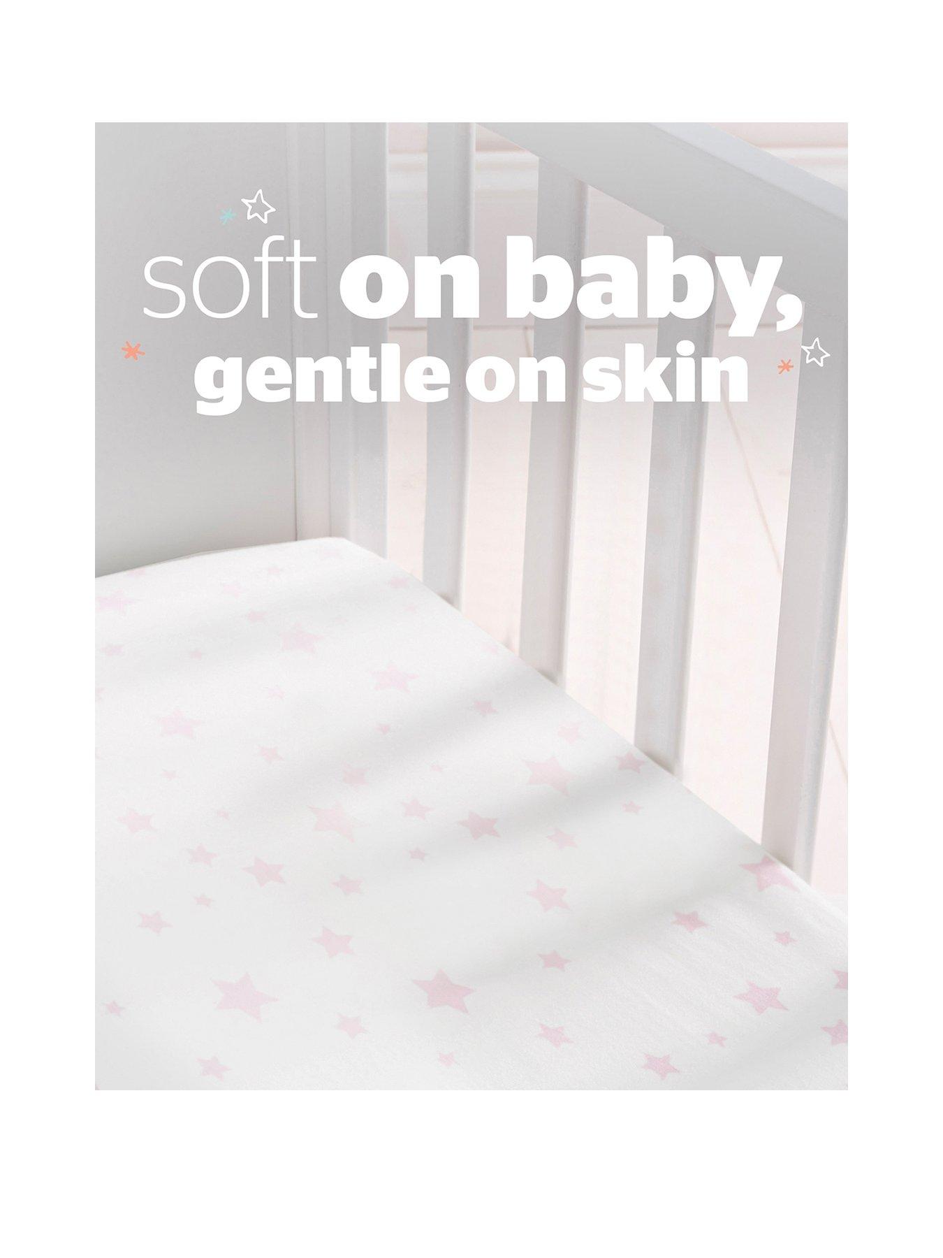 Image 2 of 7 of Silentnight Safe Nights 2 x Pack 100% Cotton Cot Bed Fitted Sheets - 140cm x 70cm - Pink Stars