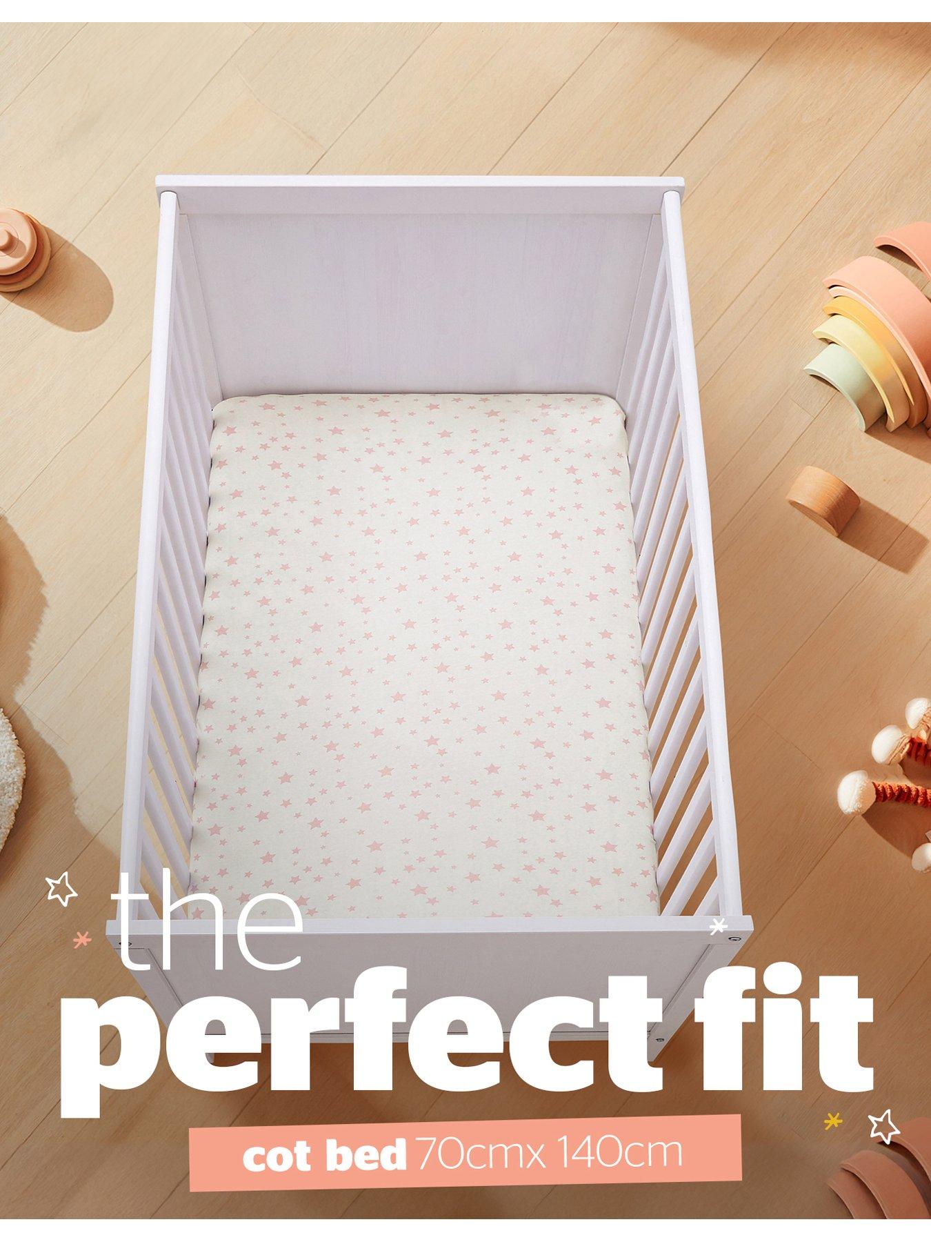 Image 4 of 7 of Silentnight Safe Nights 2 x Pack 100% Cotton Cot Bed Fitted Sheets - 140cm x 70cm - Pink Stars