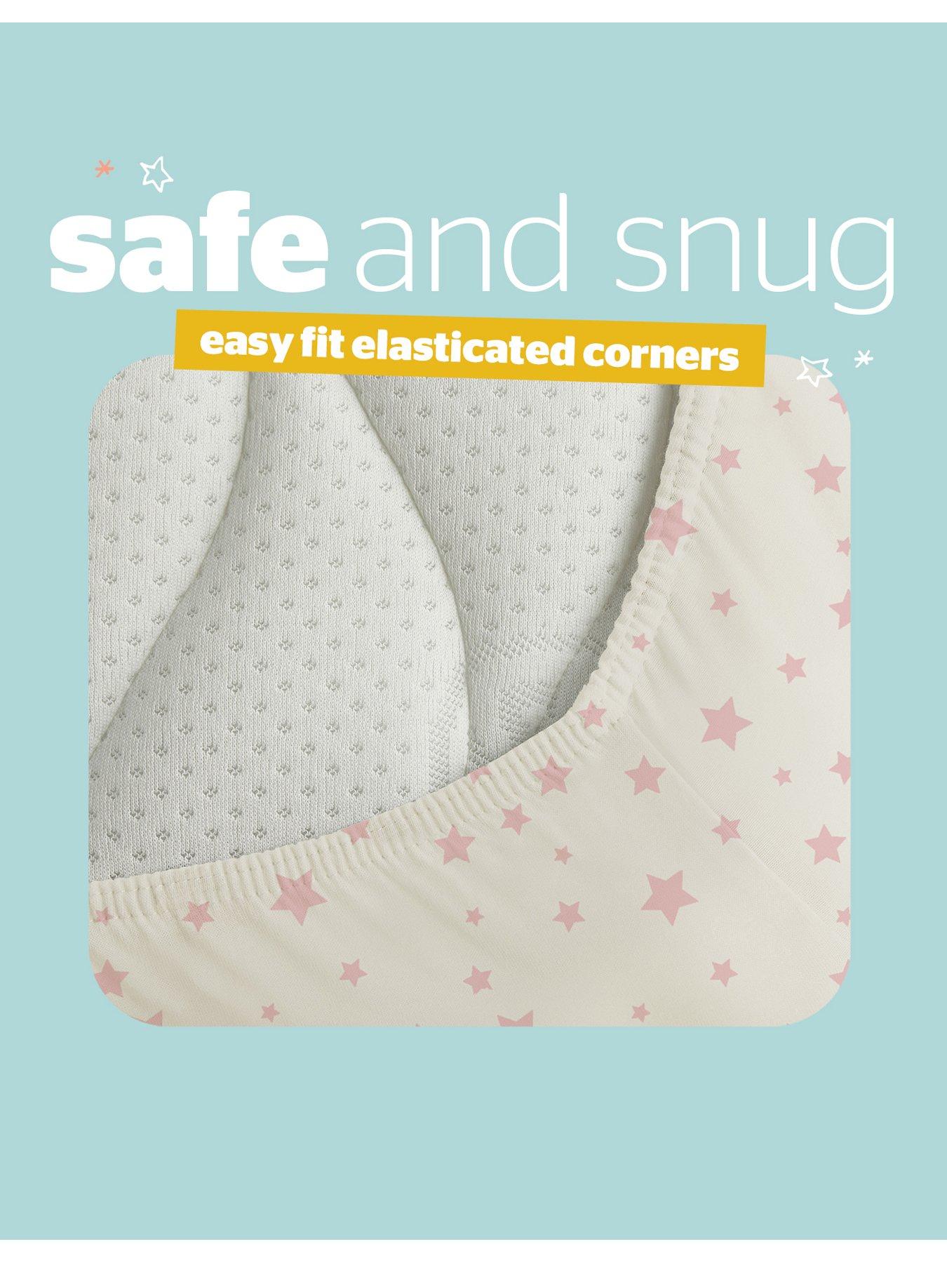 Image 5 of 7 of Silentnight Safe Nights 2 x Pack 100% Cotton Cot Bed Fitted Sheets - 140cm x 70cm - Pink Stars