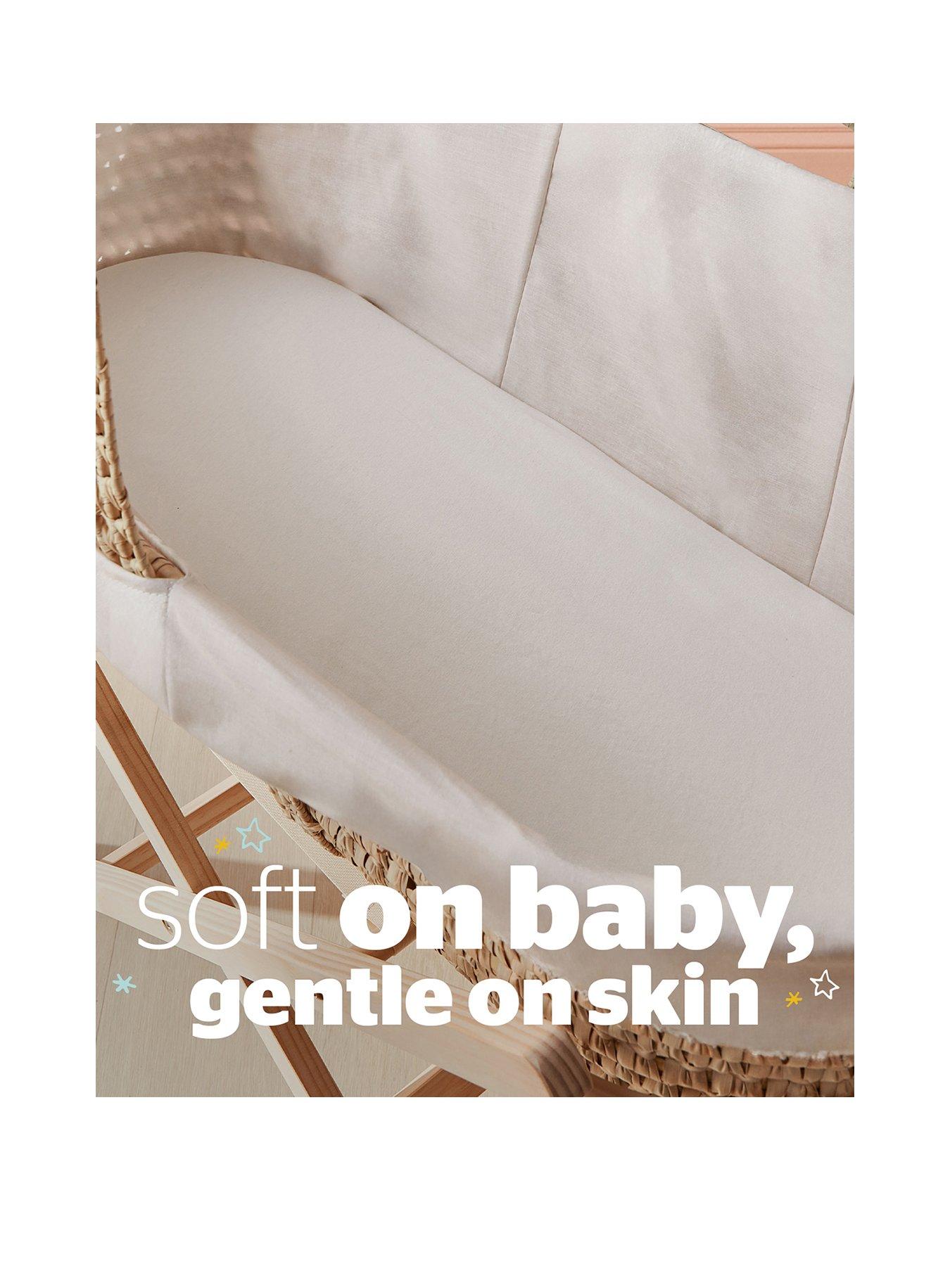 Image 2 of 7 of Silentnight Safe Nights 2 x Pack 100% Cotton Moses Basket Fitted Sheets - 74cm x 28cm (White)