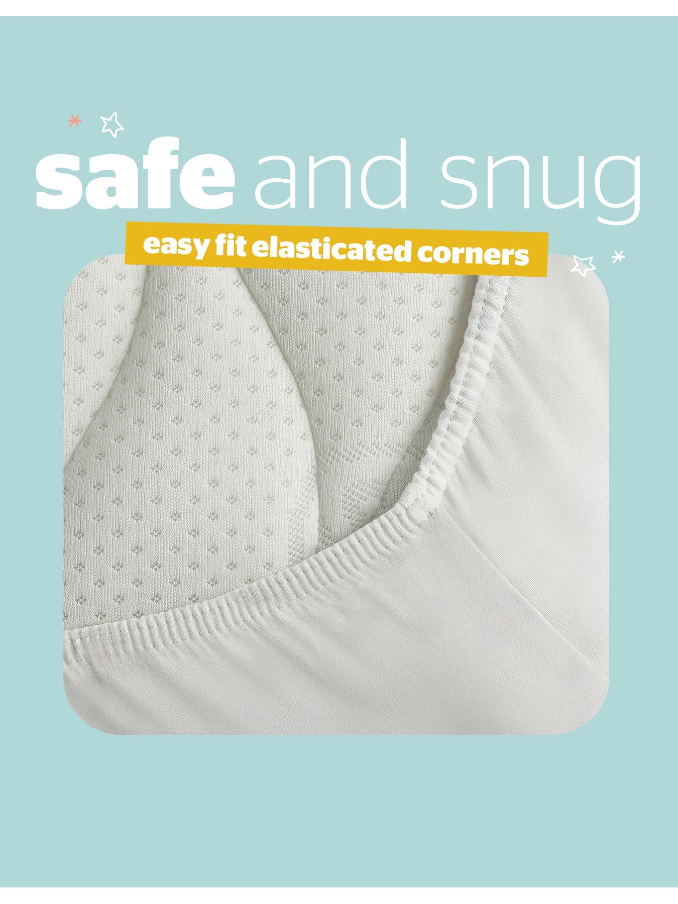 Image 5 of 7 of Silentnight Safe Nights 2 x Pack 100% Cotton Moses Basket Fitted Sheets - 74cm x 28cm (White)