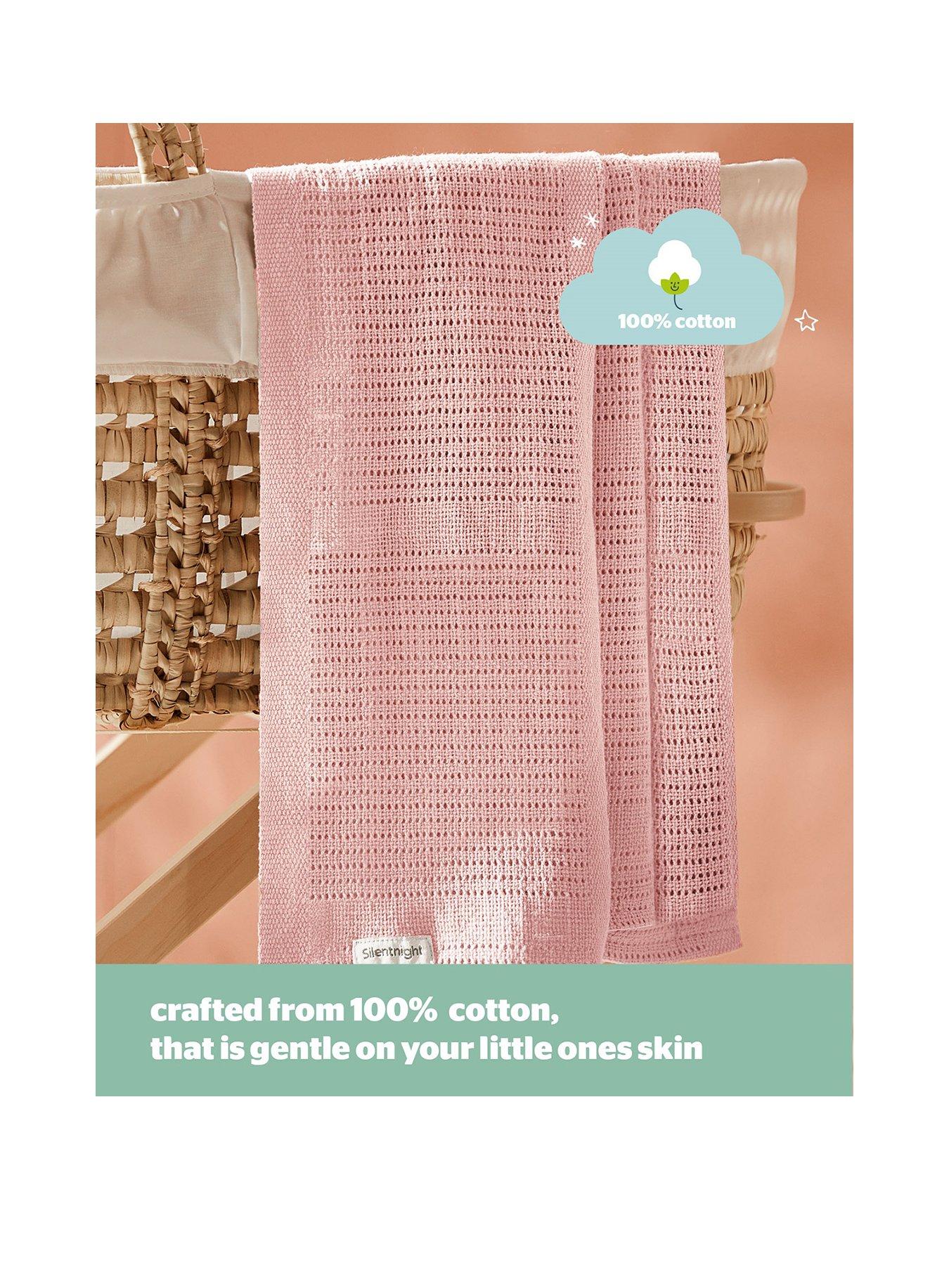 Image 2 of 7 of Silentnight Silentnight Safe Nights 2 Pack 100% Cotton Cellular Blanket 75cm x 95cm - Pink