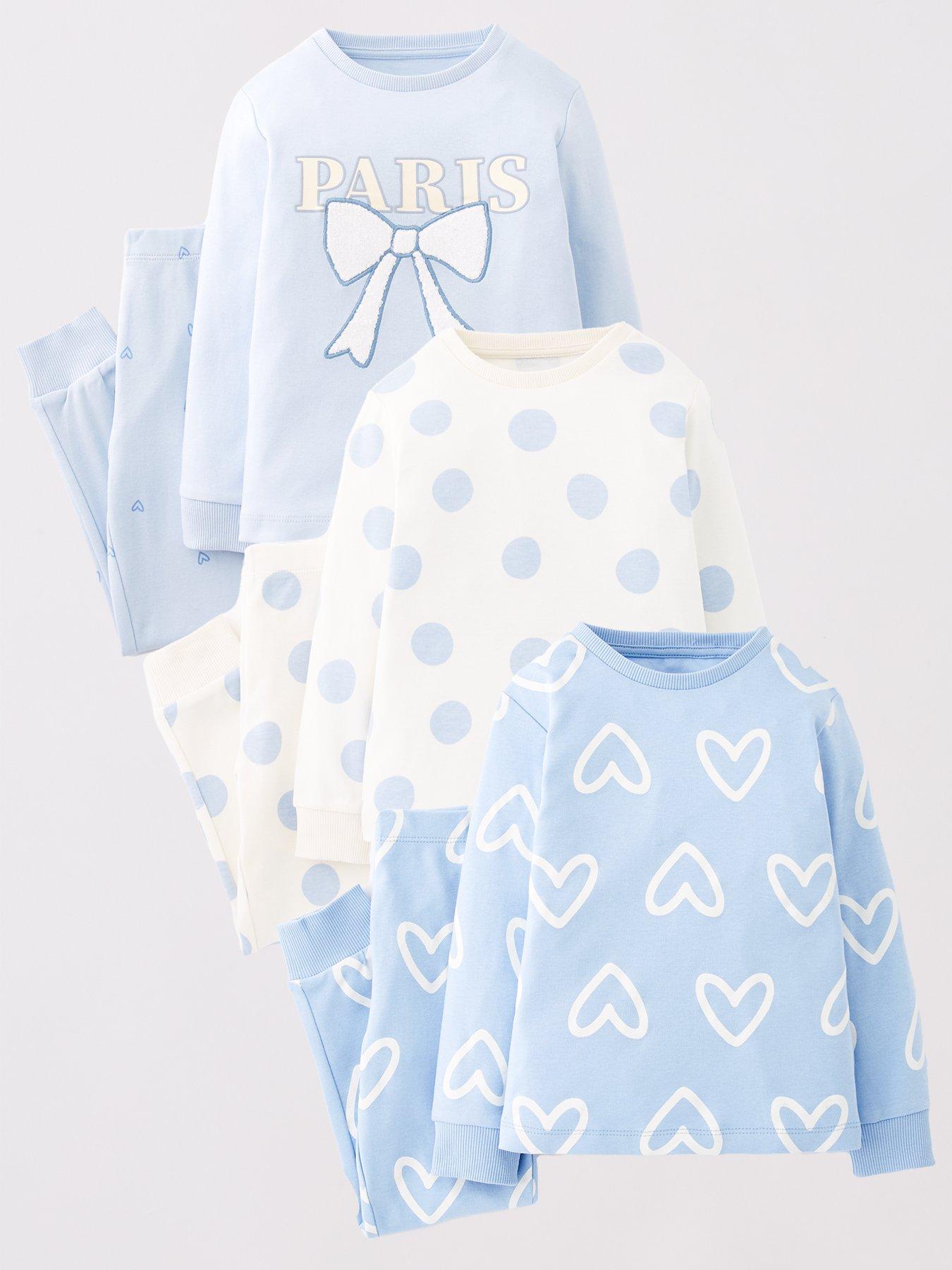 Mini V by Very Girls 3 Pack Printed Long Sleeve Pyjamas - Multi