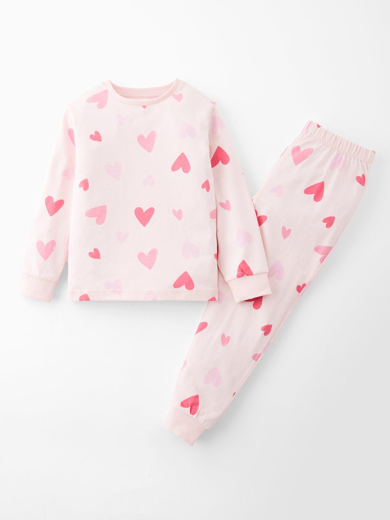 The Very Collection Girls Single Heart Print Pyjamas - Multi