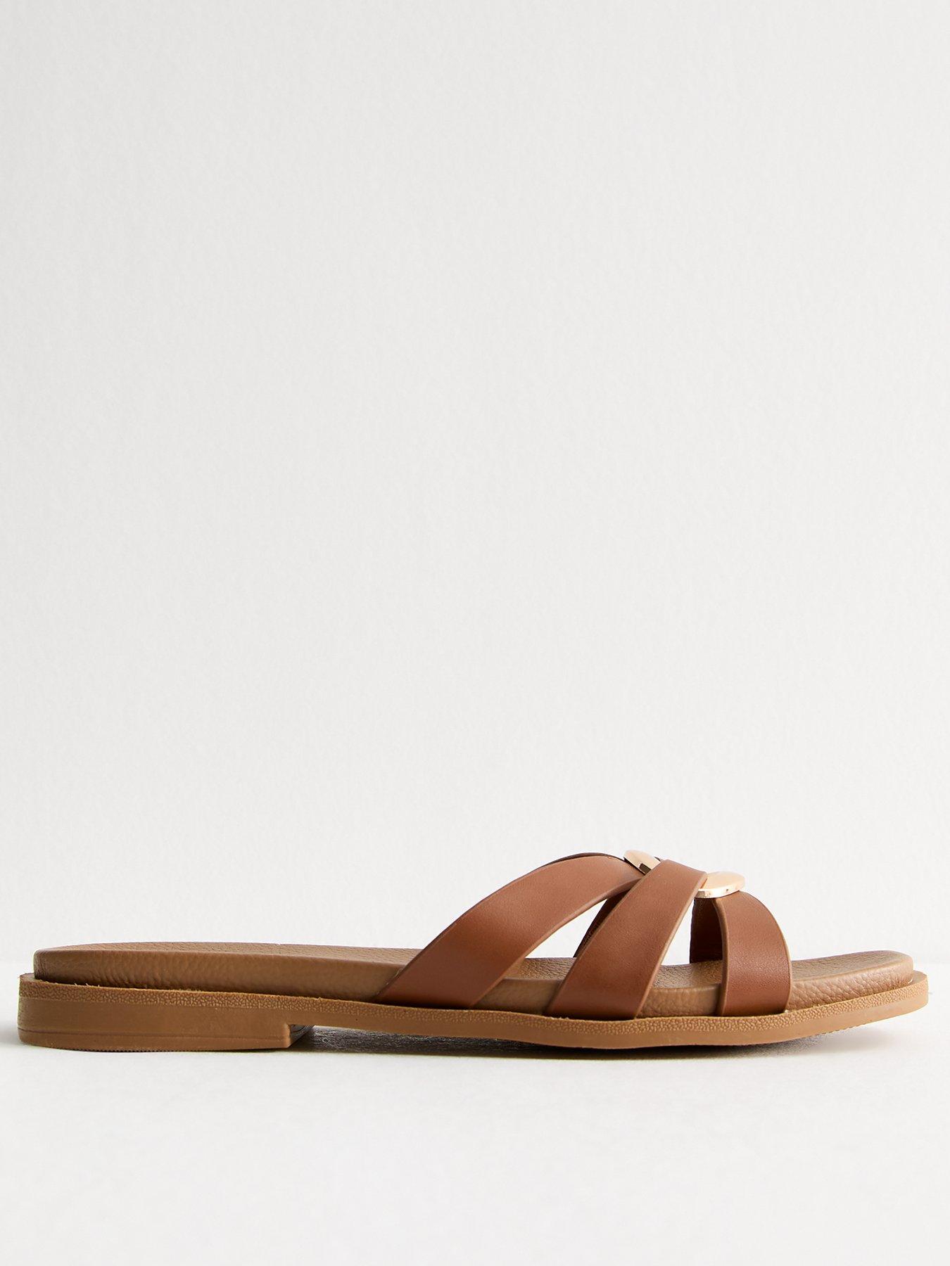 New Look Multi Strap Flat Sandals - Tan Brown