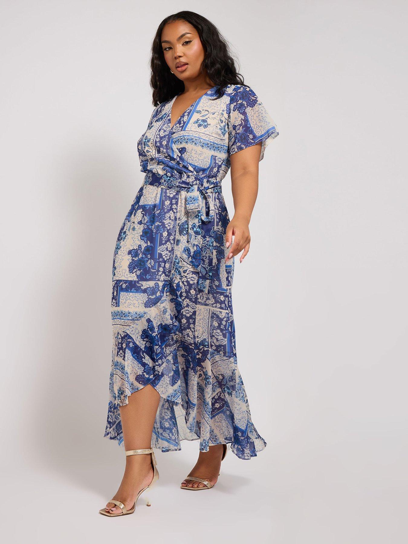 yours-curve-scarf-print-wrap-ruffle-dress