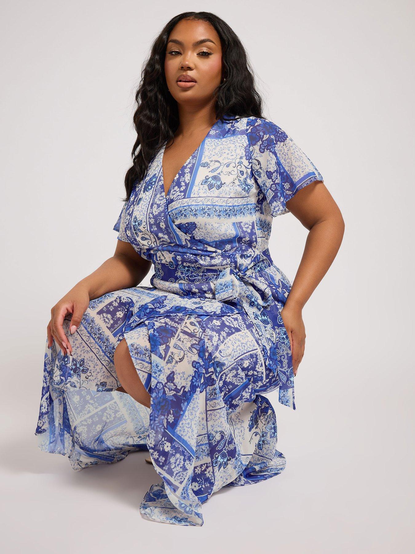 yours-curve-scarf-print-wrap-ruffle-dressoutfit