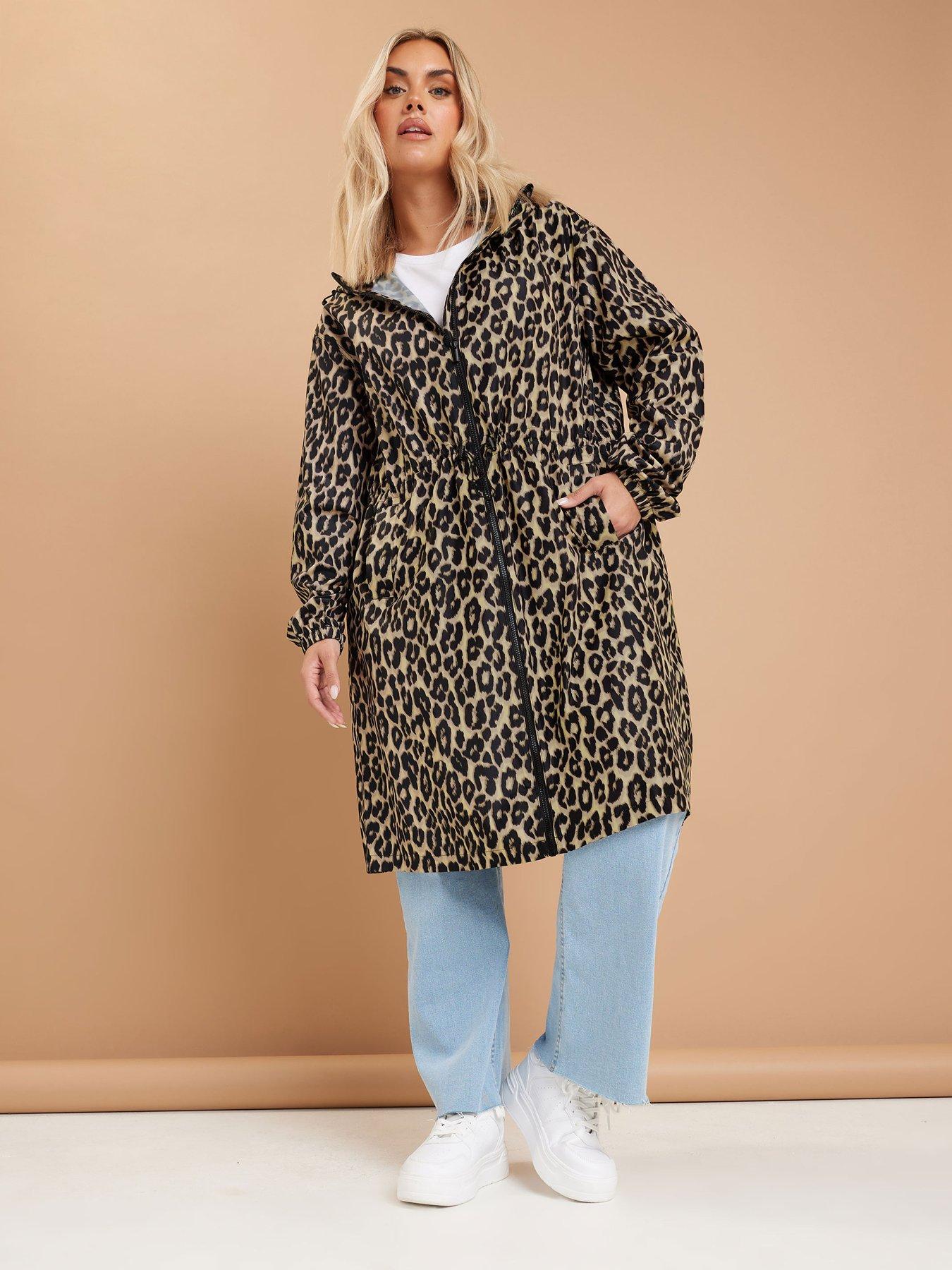 Image 1 of 4 of Yours Curve Leopard Print Parka - Brown
