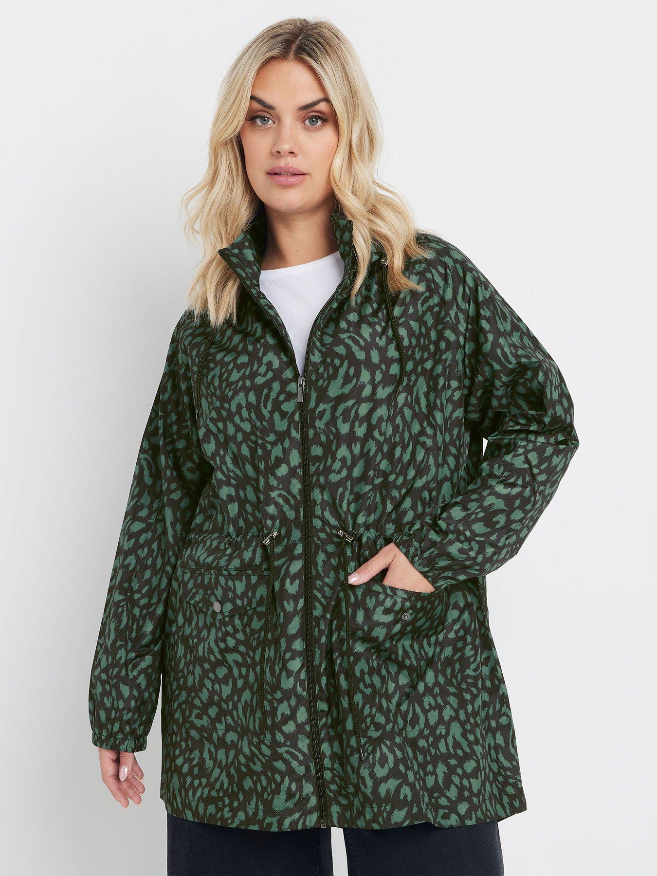 yours-curve-leopard-lightweight-parka-green