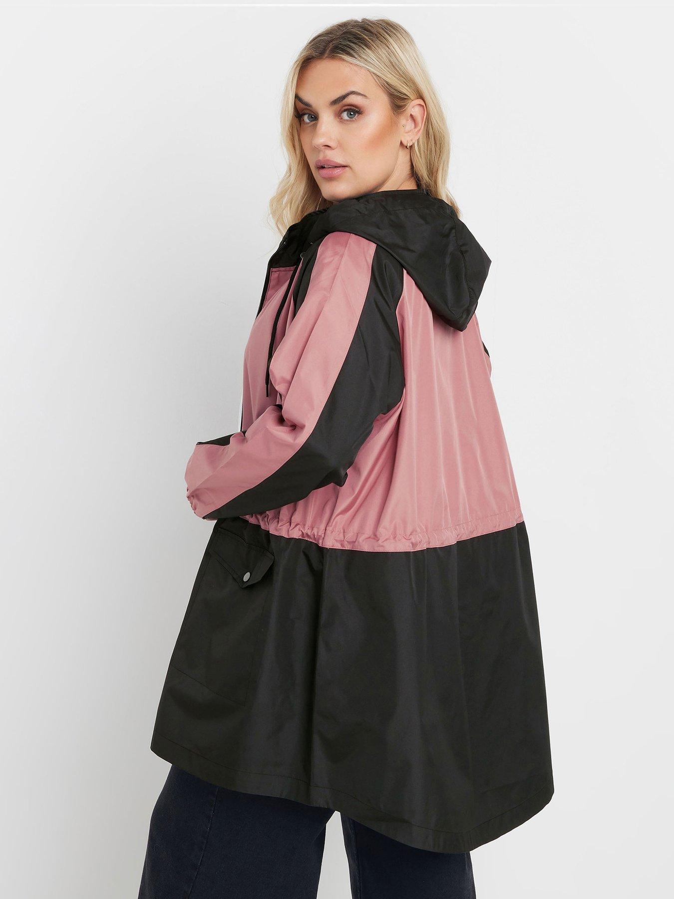 Image 2 of 4 of Yours Curve Lightweight Colour Block Parka - Pink