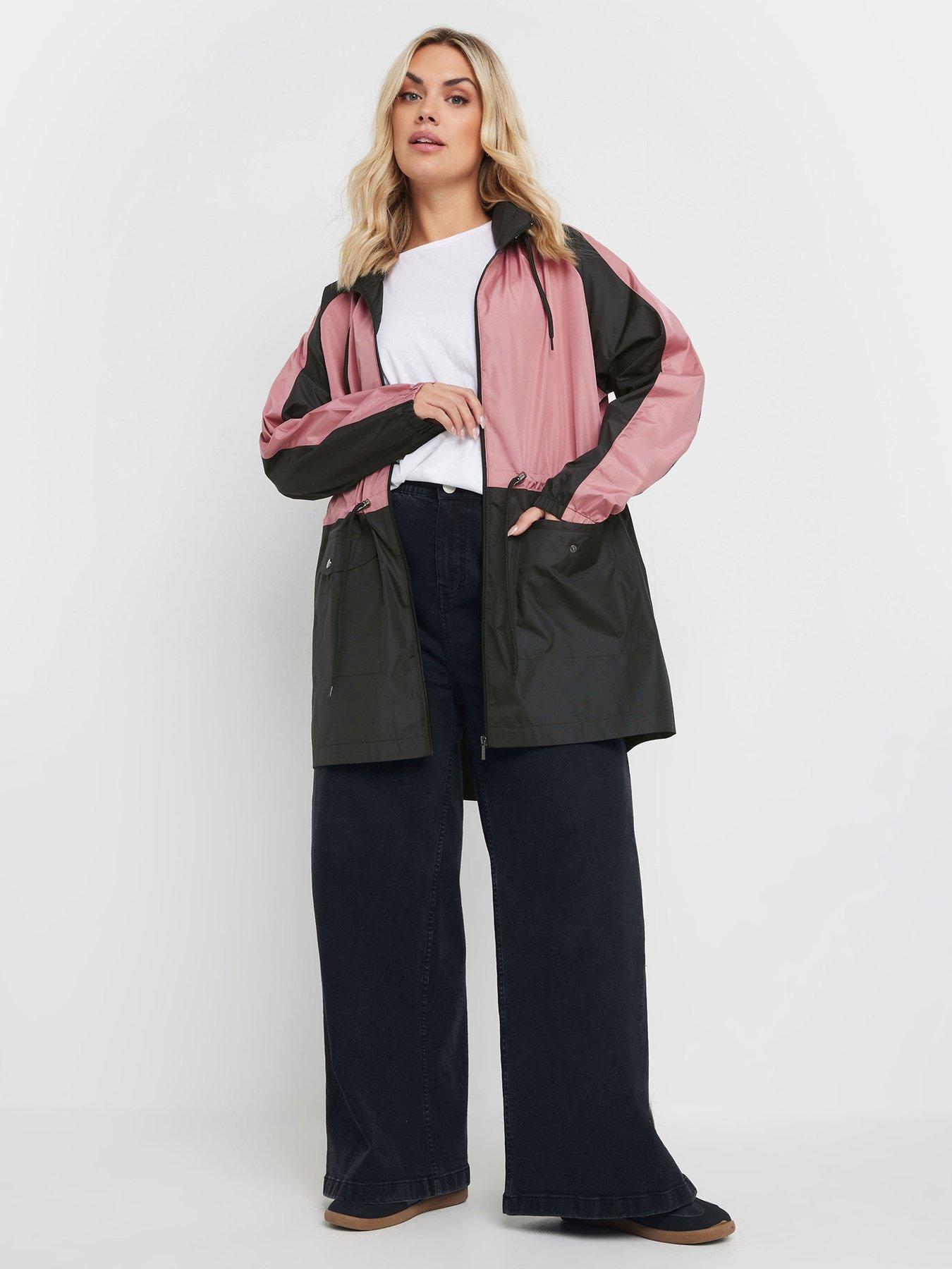 Image 3 of 4 of Yours Curve Lightweight Colour Block Parka - Pink