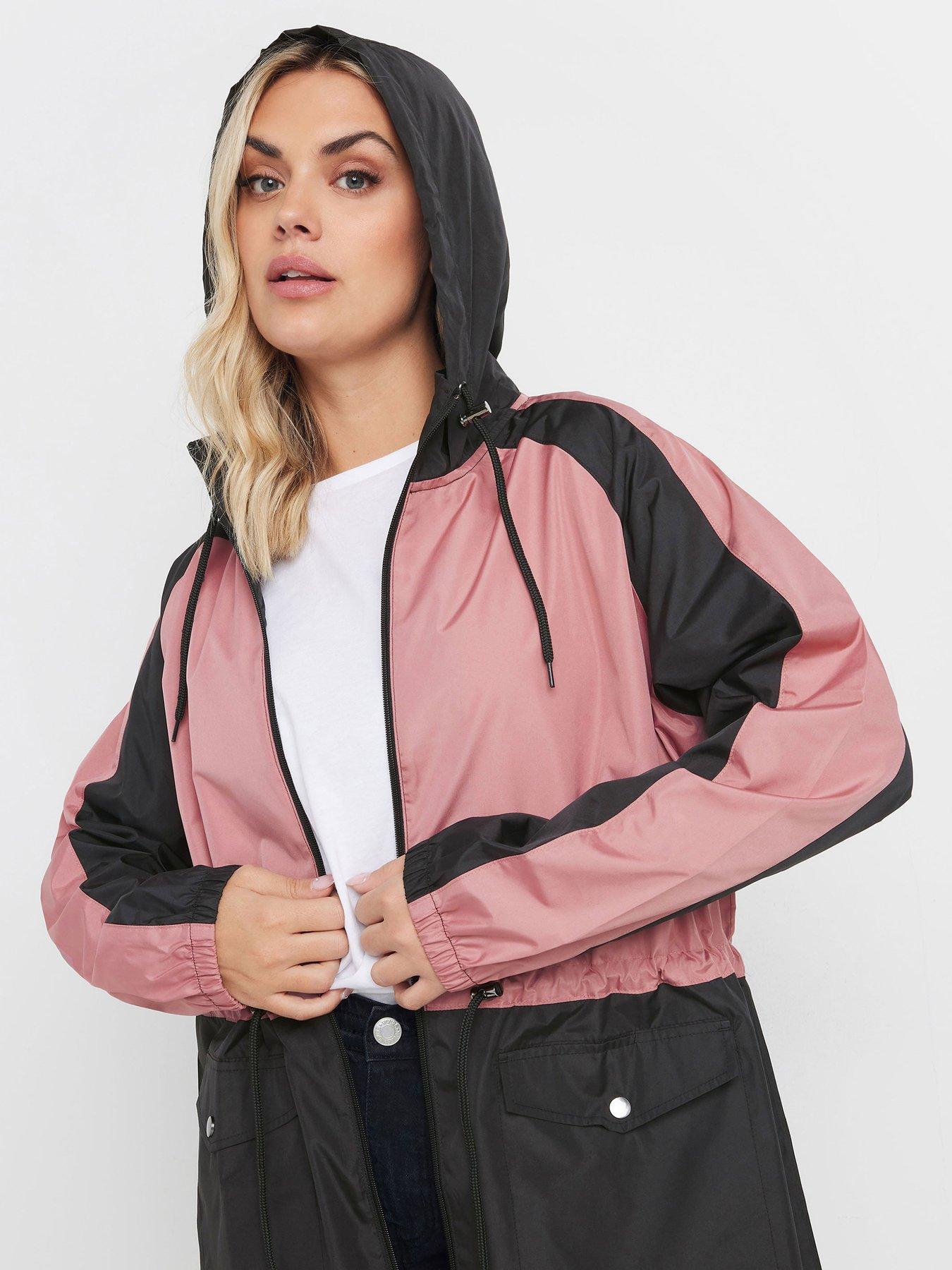 Image 4 of 4 of Yours Curve Lightweight Colour Block Parka - Pink