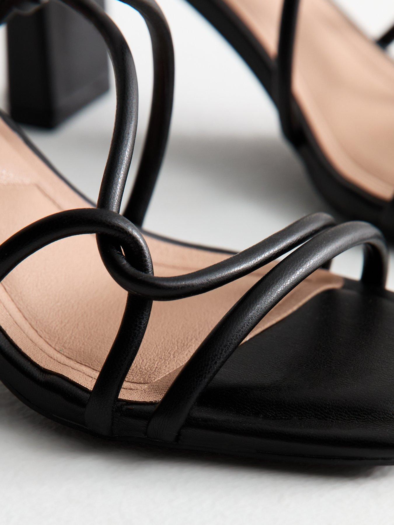 Image 4 of 4 of New Look Black Faux Leather Block Heel Sandals