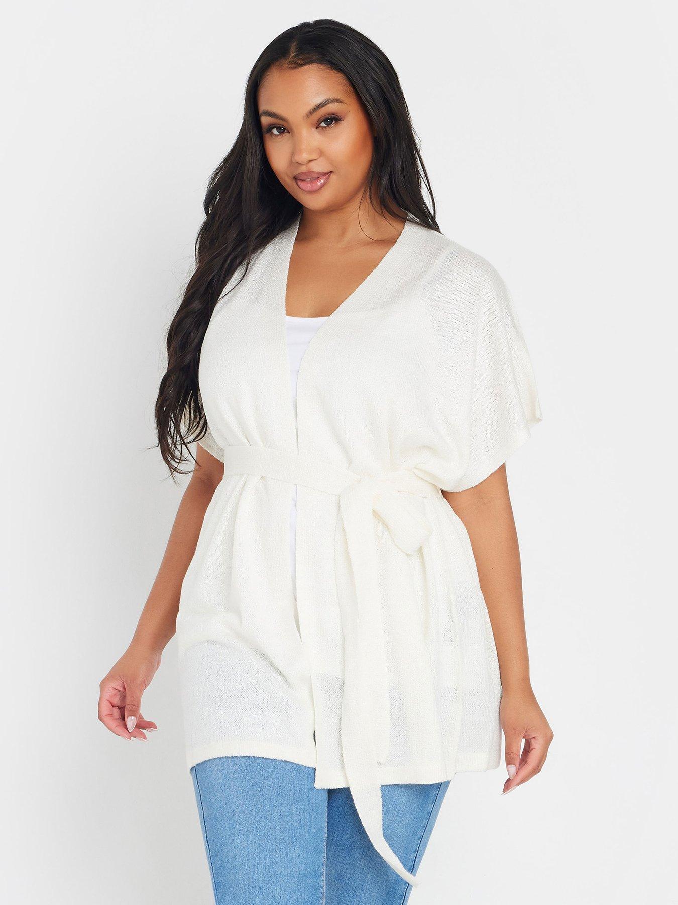 Image 1 of 4 of Yours Curve Edge To Edge Smiling Yarn Cardigan - Ivory