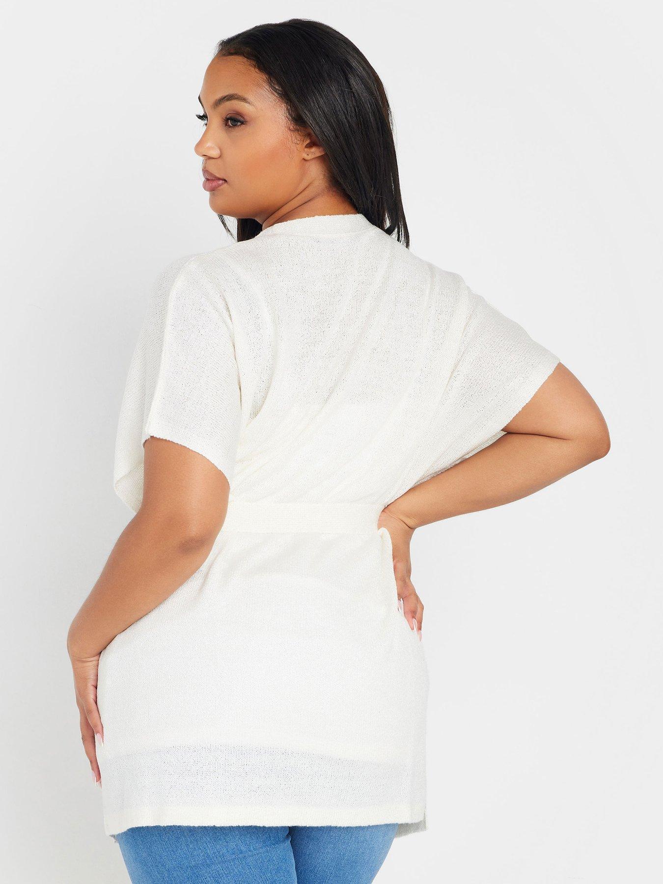 Image 2 of 4 of Yours Curve Edge To Edge Smiling Yarn Cardigan - Ivory