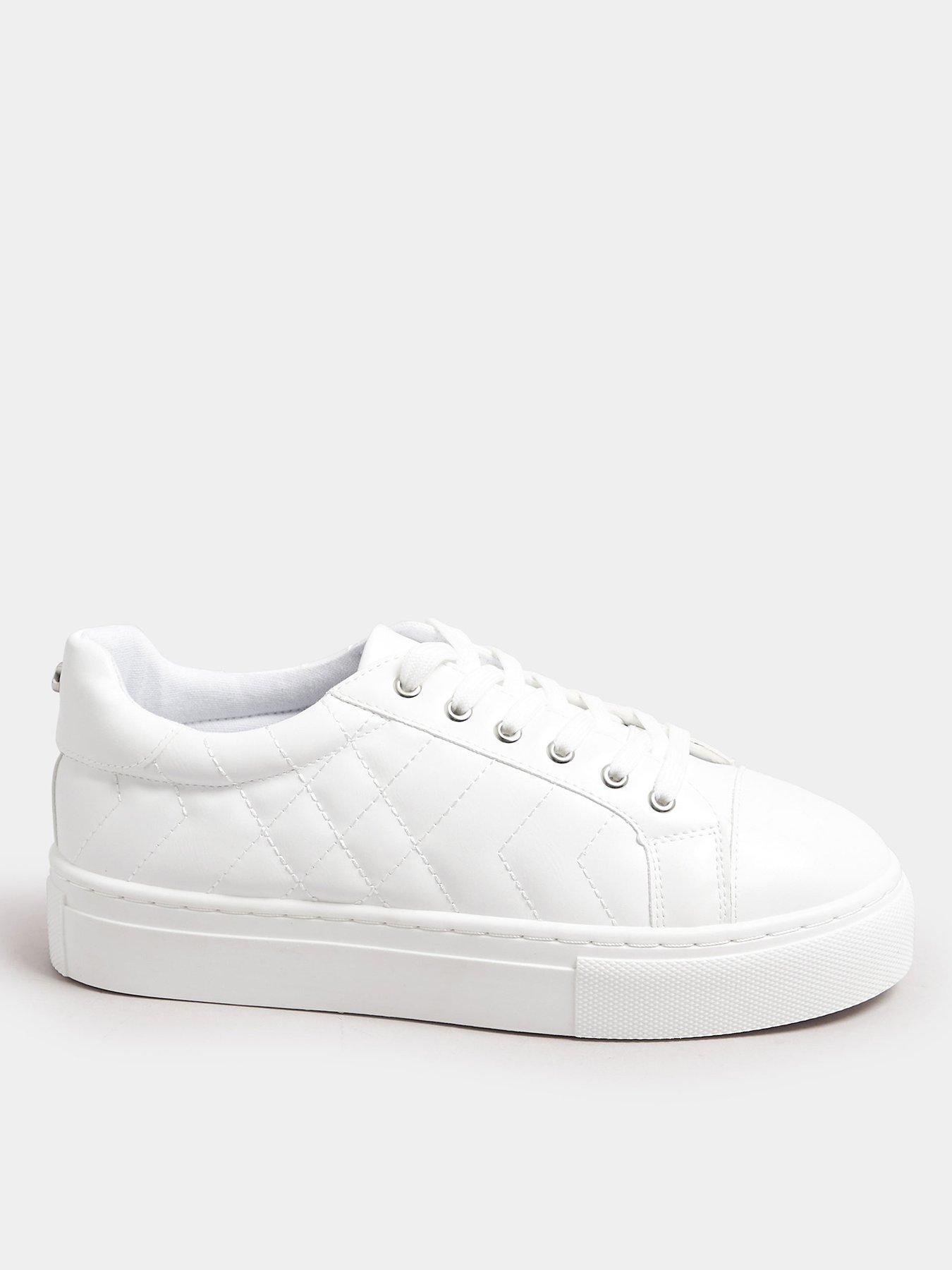 yours-extra-wide-fit-quilted-lace-up-trainers-white