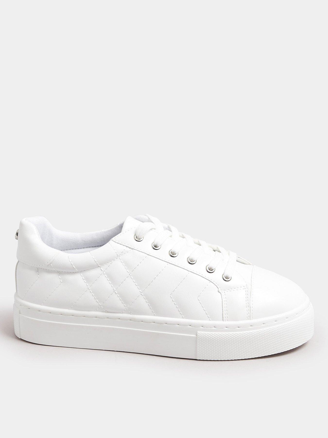 yours-wide-fit-quilted-lace-up-trainers-white