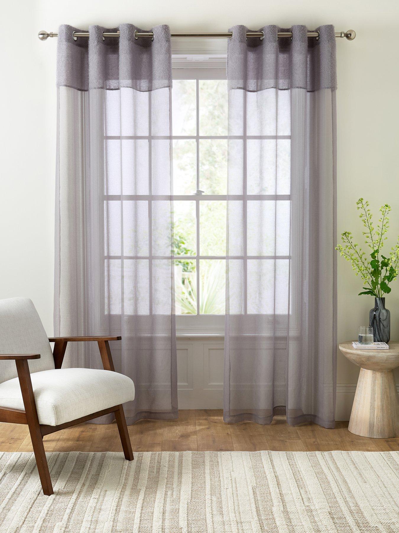 Very Home Girona Eyelet Textured Top Border Panel Pair