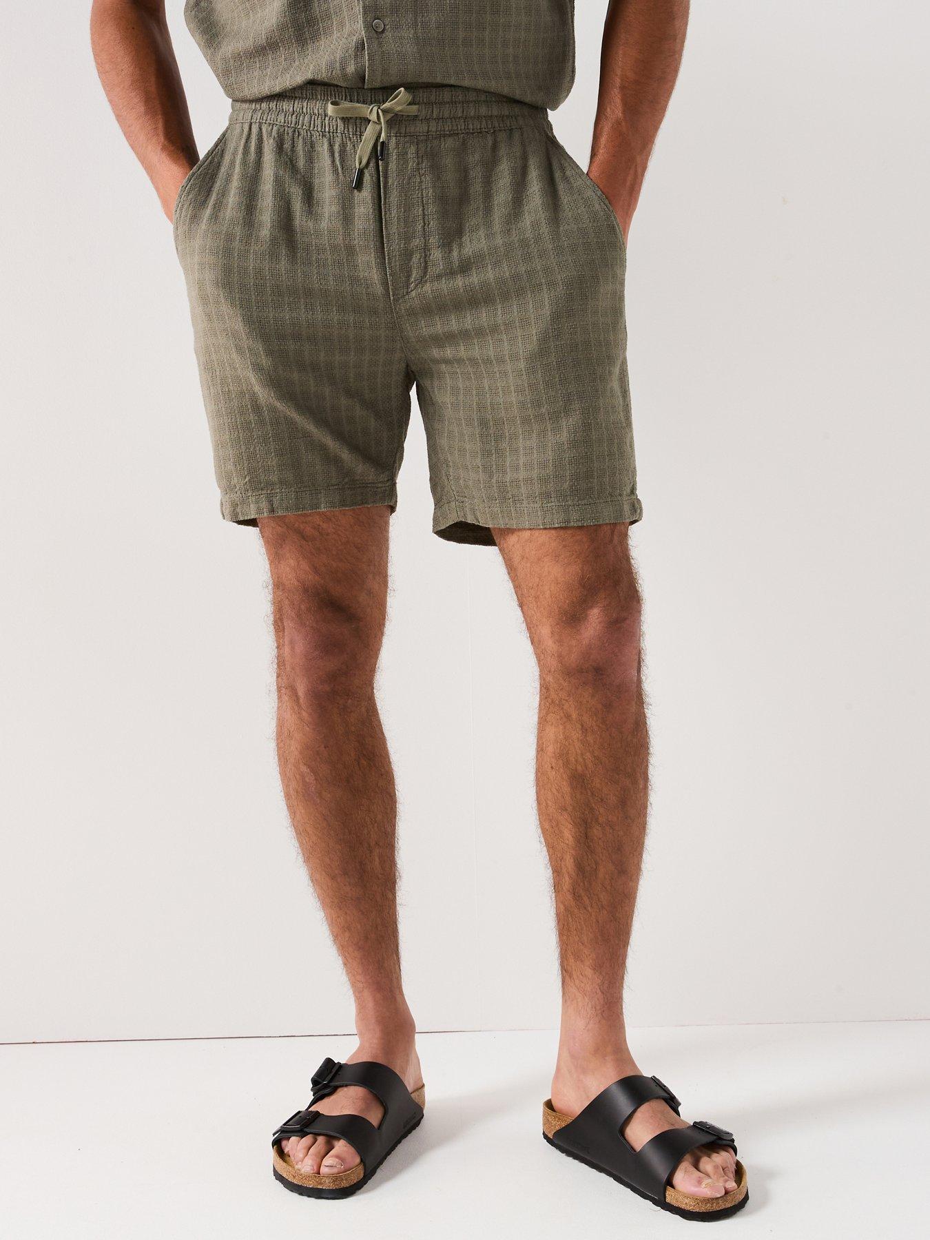 undefined Tel Latham Linen Blend Shorts - Dark Green