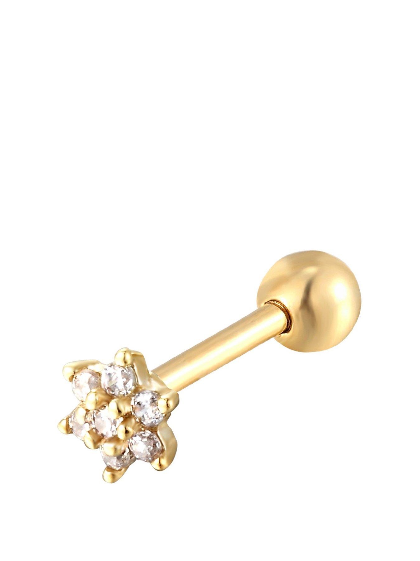 Seol + Gold 18ct Gold Plated Sterling Silver Tiny Flower CZ Stud