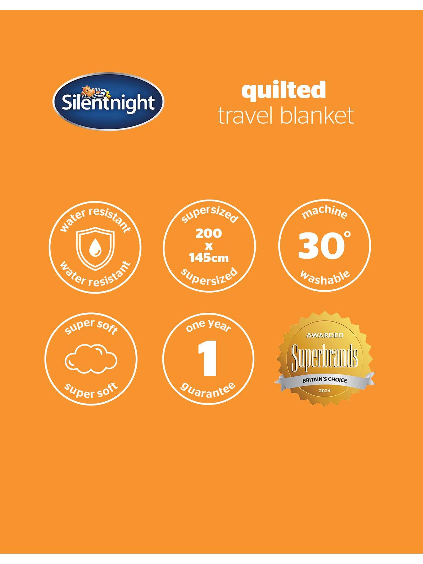 Image 7 of 7 of Silentnight Silentnight Camping Collection Quilted Water Resistant 200cm x 145cm Travel Blanket - Black