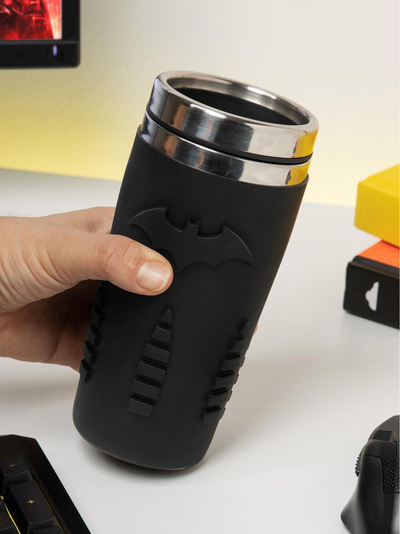 Batman Silicone Travel Mug - Double Walled With Textured Batman Logo, Officially Licensed Drinkware