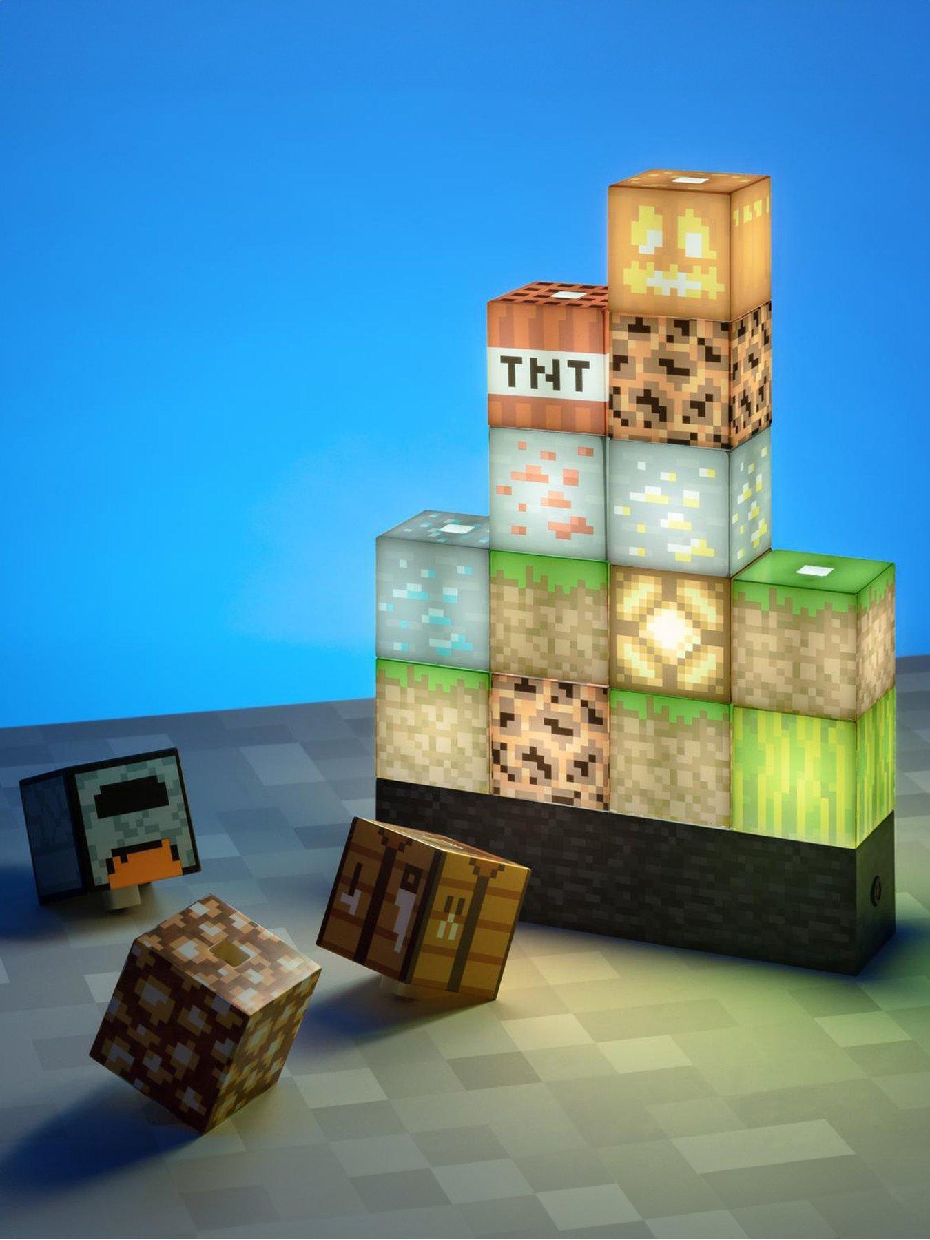 Minecraft Minecraft Block Building Light - Officially Licensed Merchandise, Building Blocks Night Light, Gaming Bedroom Accessories And Décor
