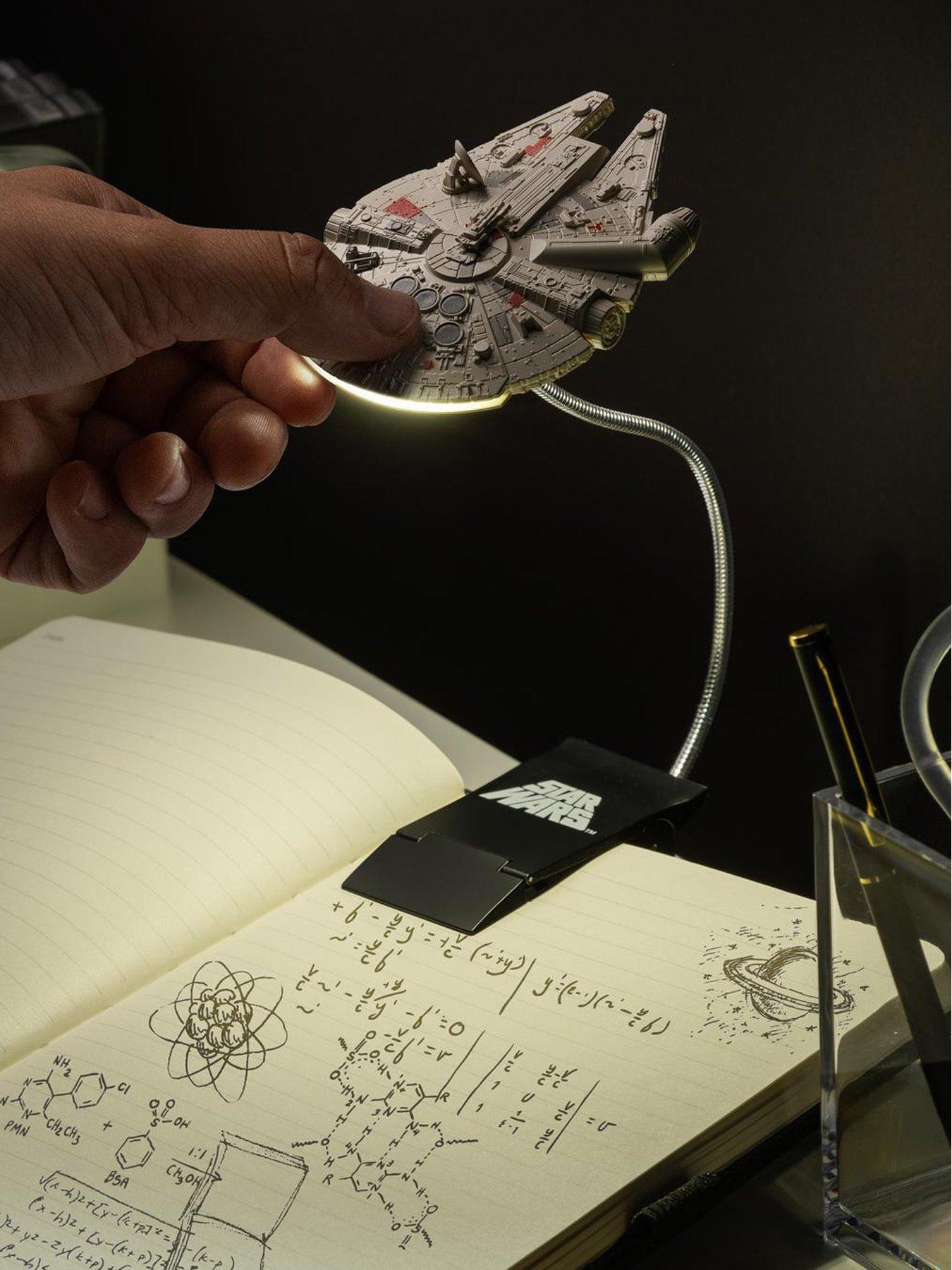 Star Wars Millenium Falcon Clip Book Light - Officially Licensed Disney Reading Light, Flexible Cable With Iconic Hans Solo Spaceship, 3 Light Modes