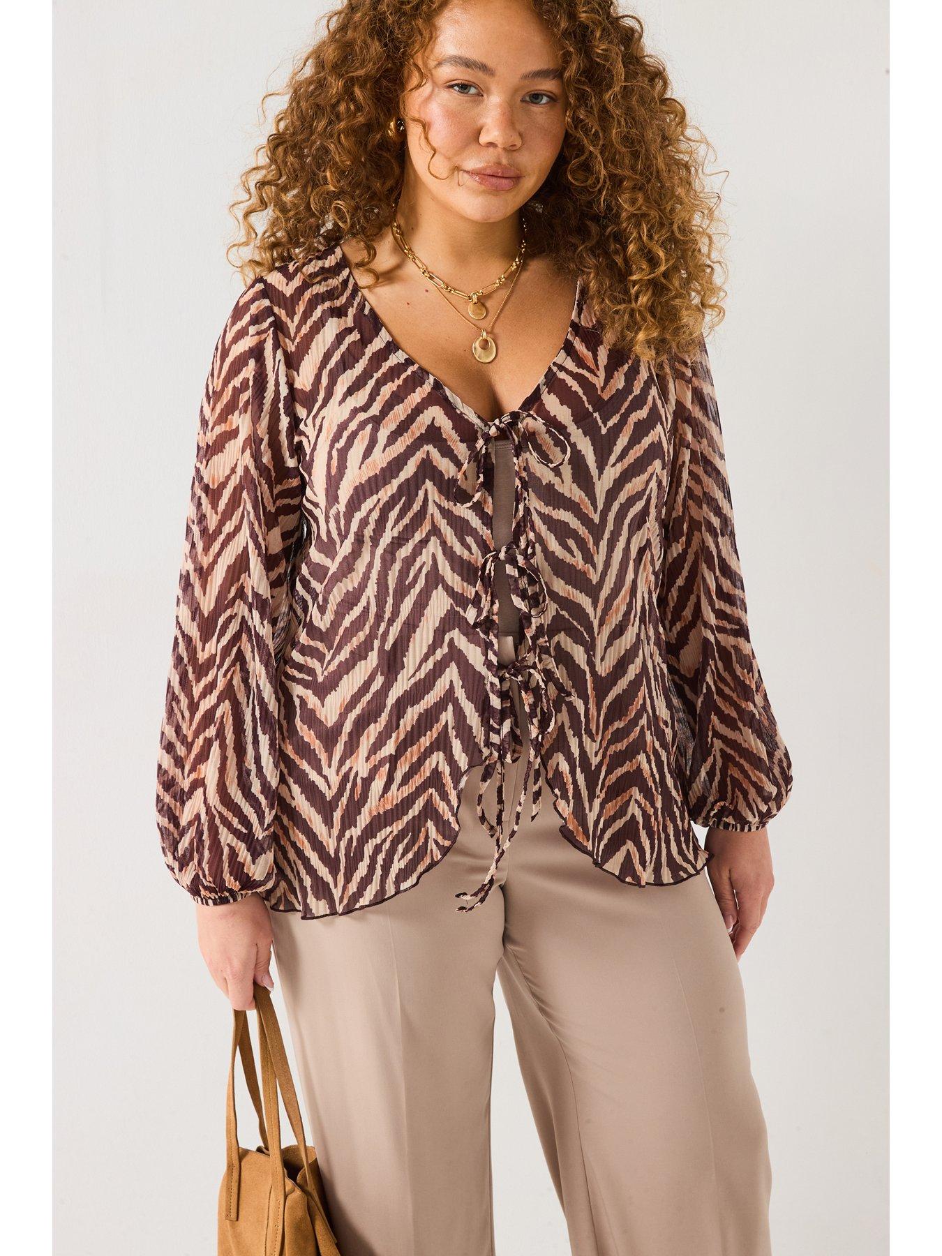 undefined Tie Detail Mesh Top - Print