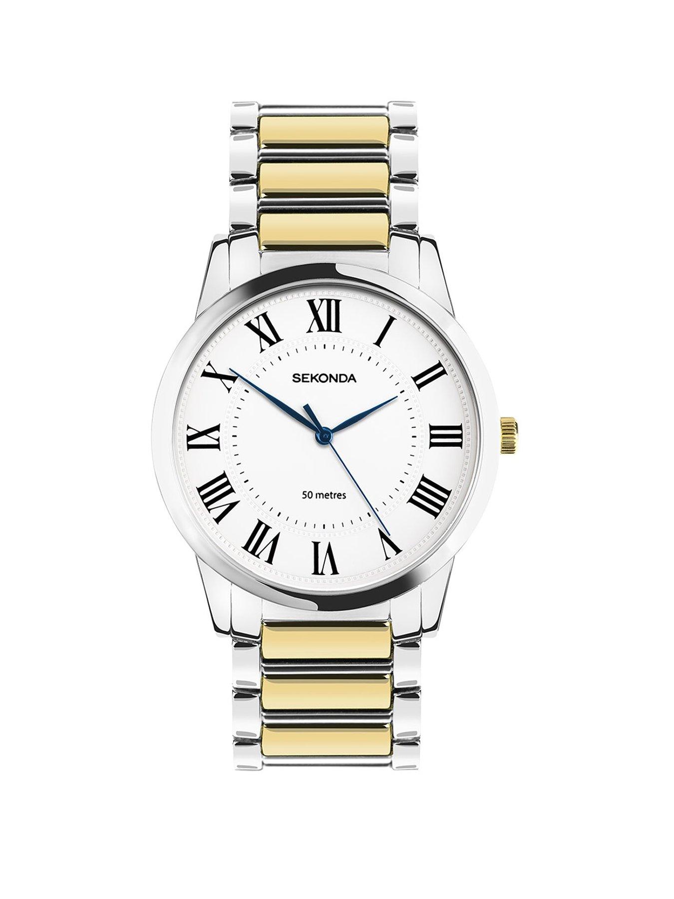 undefined Sekonda Mens Beaumont Two Tone Alloy Bracelet with White Dial Analogue Watch