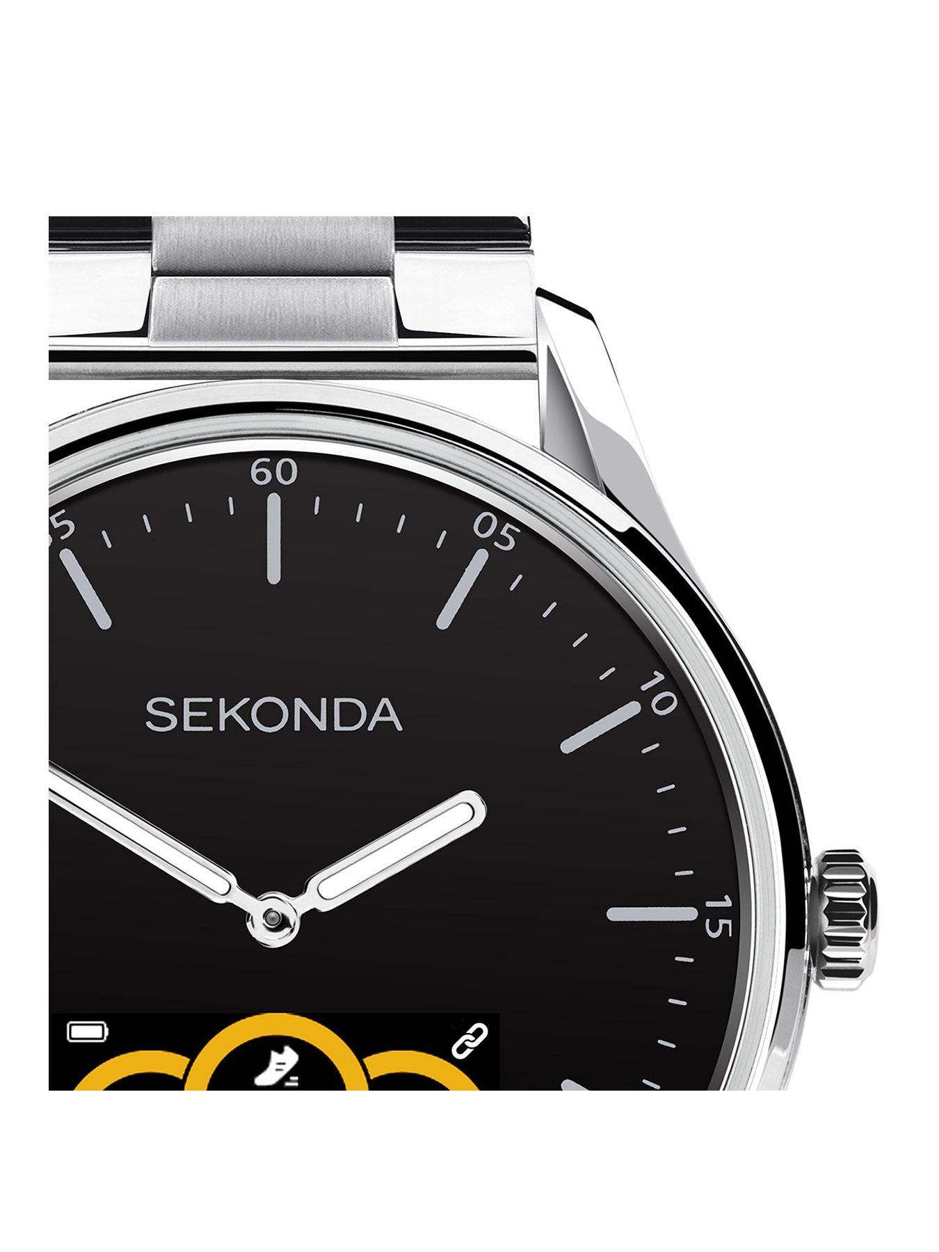 Image 2 of 7 of Sekonda Sekonda Mens Silver Stainless Steel Bracelet with Black Dial Hybrid Smartwatch