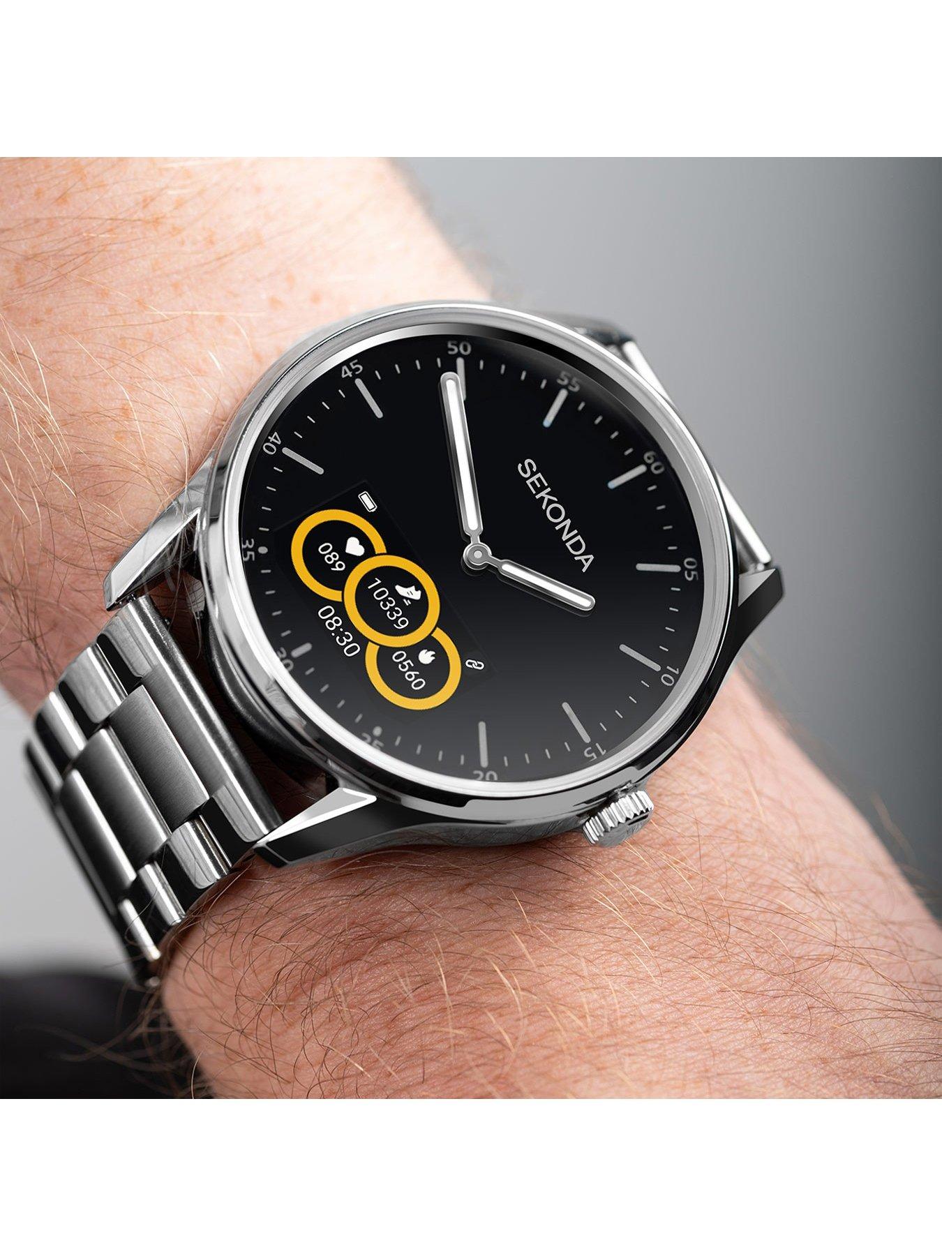 Image 3 of 7 of Sekonda Sekonda Mens Silver Stainless Steel Bracelet with Black Dial Hybrid Smartwatch