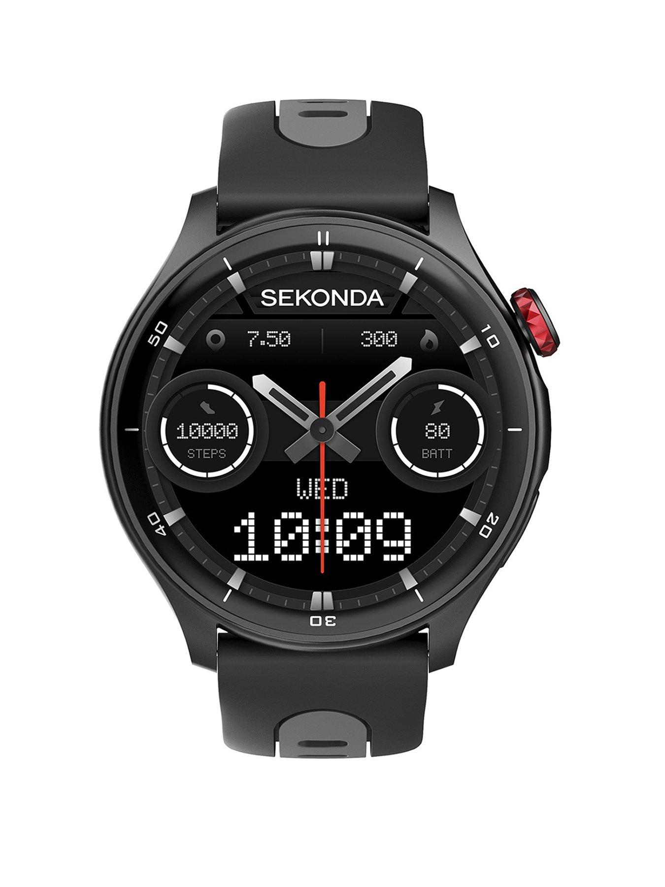 Image 1 of 7 of Sekonda Sekonda Mens Active Pro Black &amp; Grey Silicone Bracelet with AMOLED Dial Smartwatch