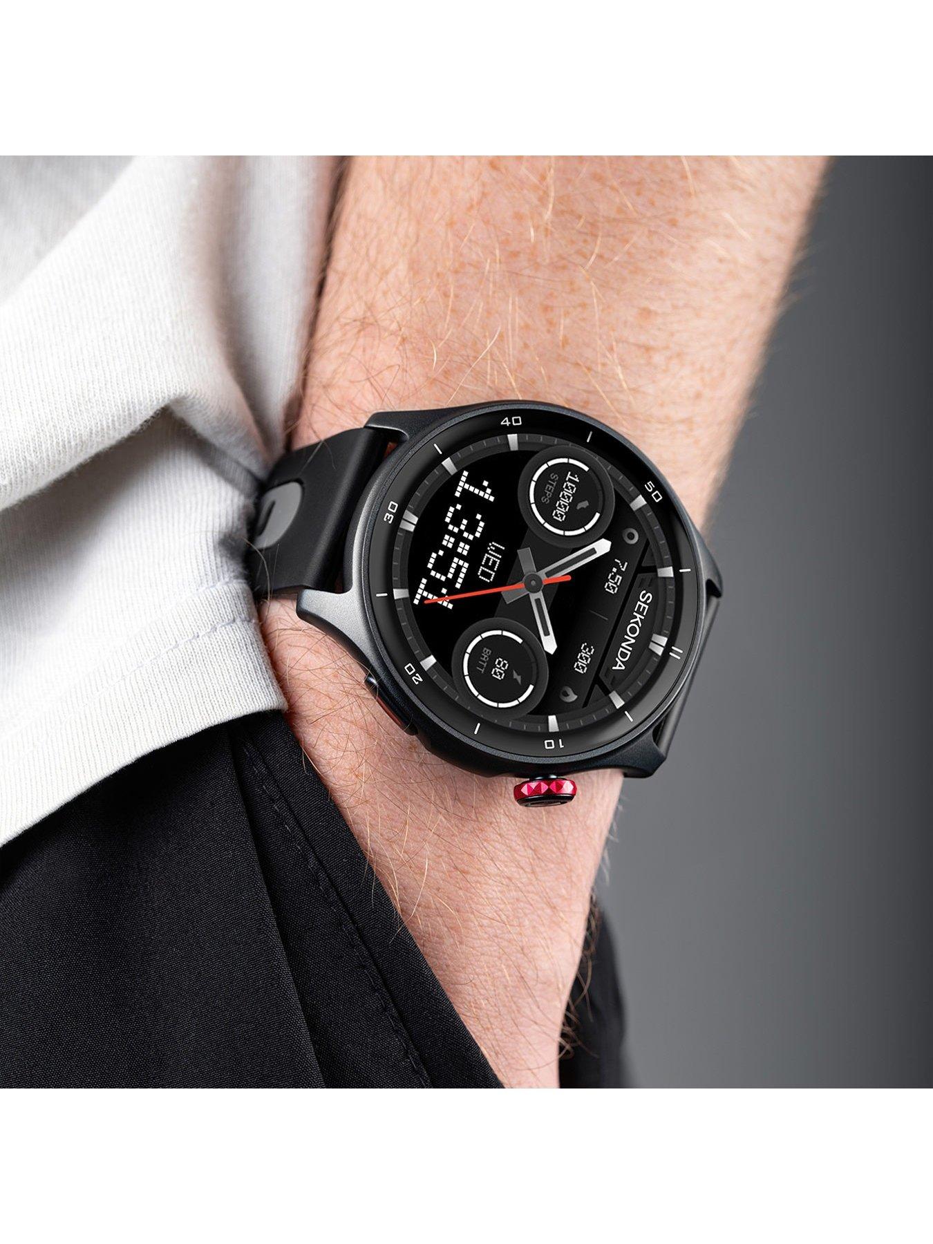 Image 3 of 7 of Sekonda Sekonda Mens Active Pro Black &amp; Grey Silicone Bracelet with AMOLED Dial Smartwatch