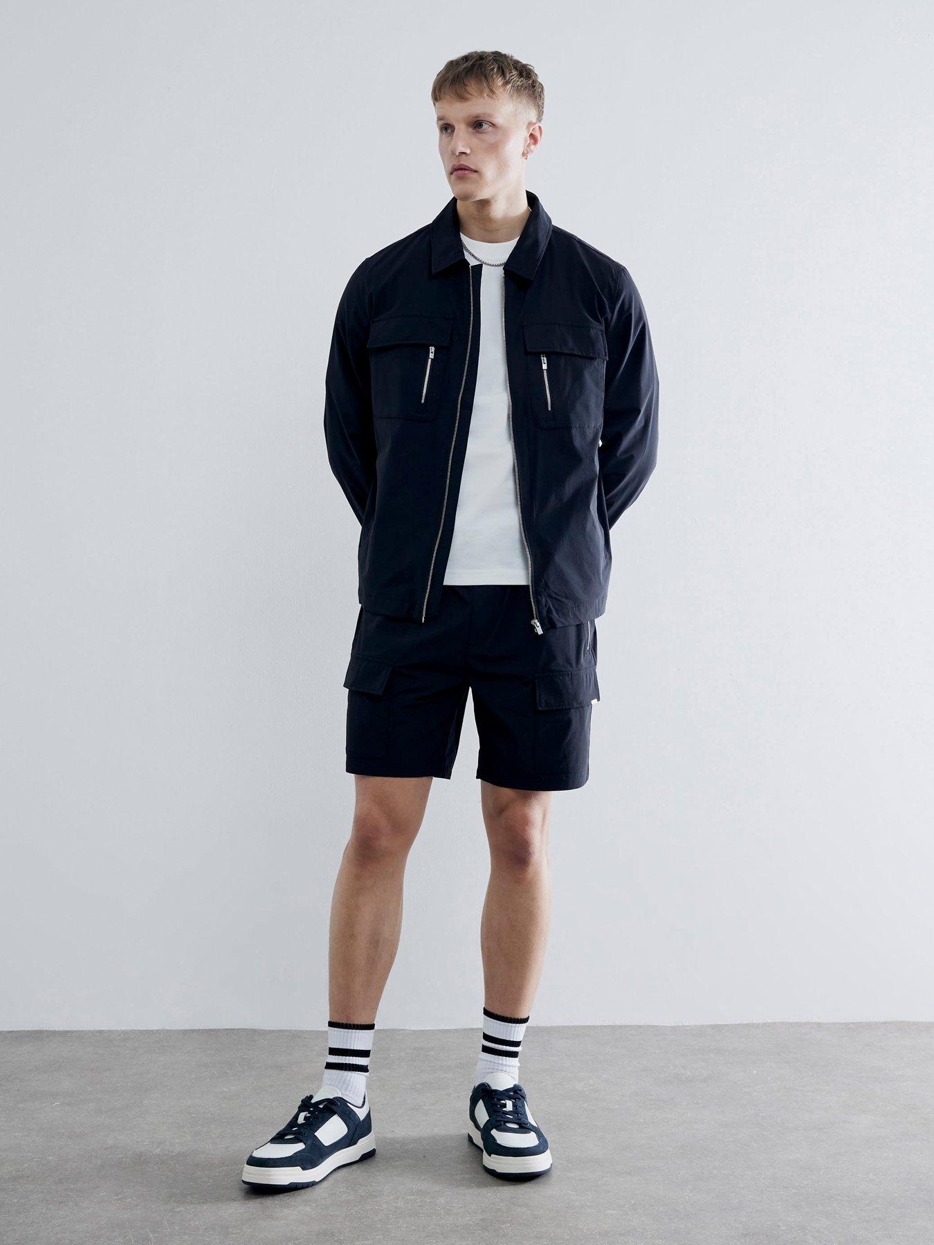 Image 3 of 4 of River Island Mayer Stretch Cargo Shorts - Black