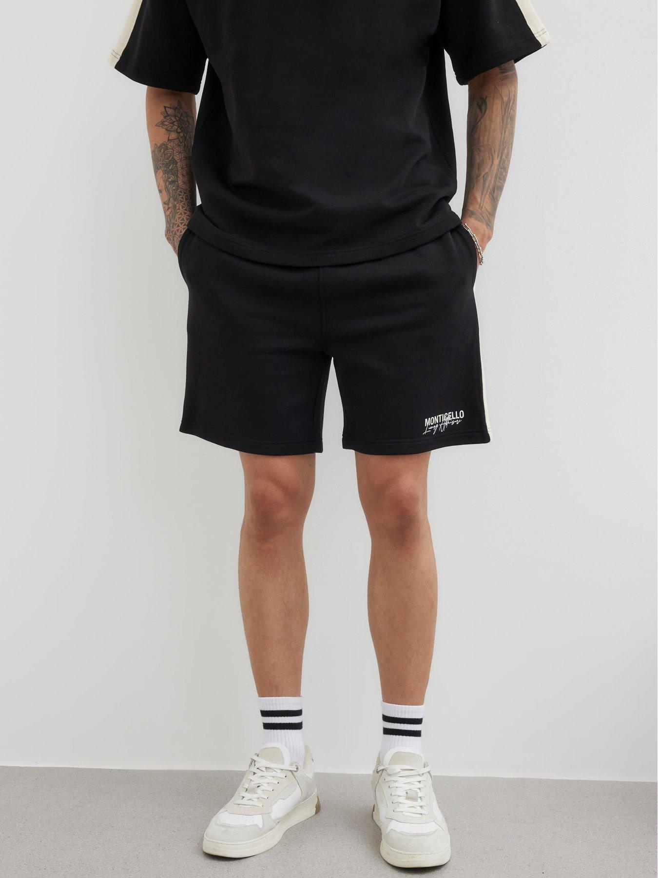 Image 1 of 4 of River Island Monticello Taped Shorts - Black