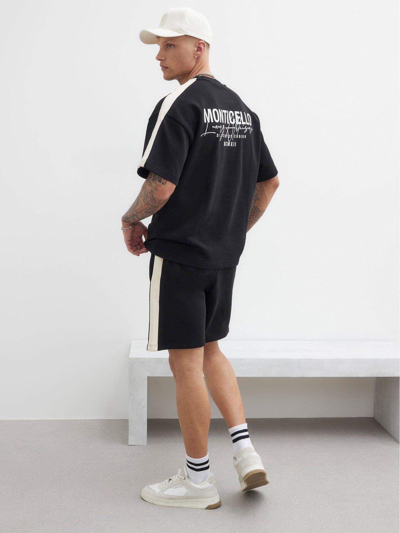 Image 2 of 4 of River Island Monticello Taped Shorts - Black