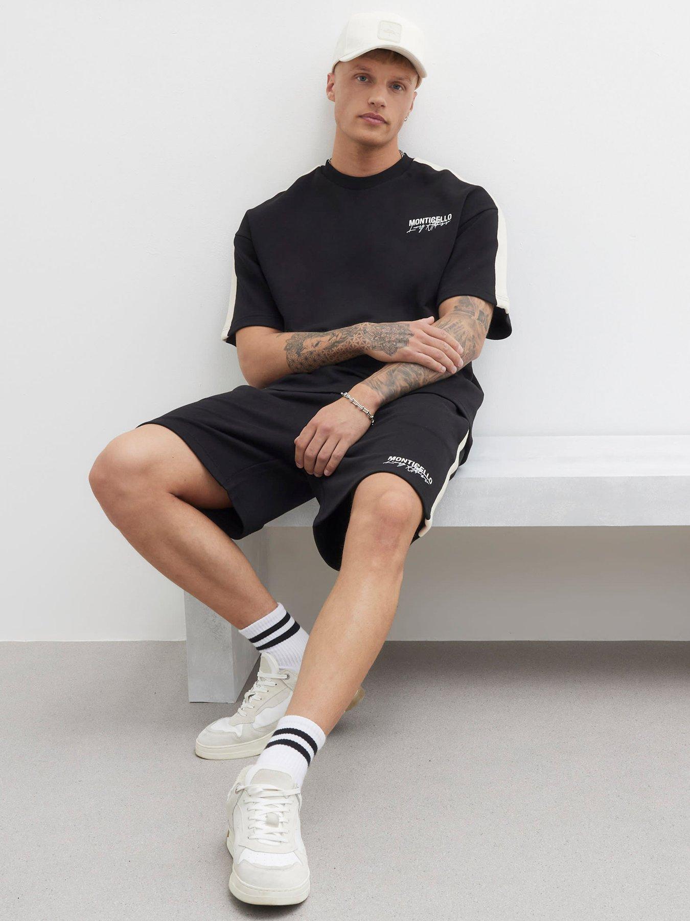 Image 3 of 4 of River Island Monticello Taped Shorts - Black