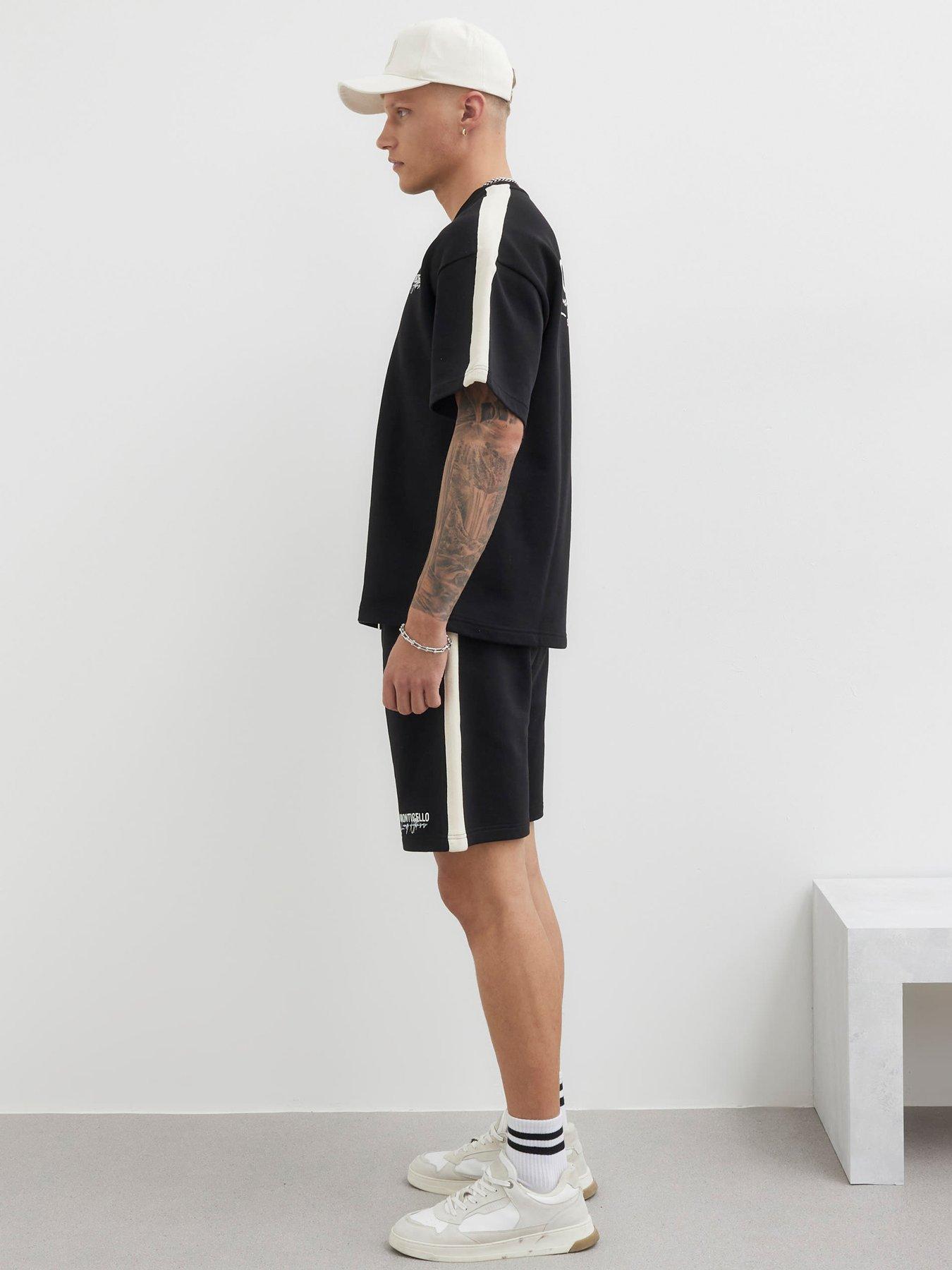 Image 4 of 4 of River Island Monticello Taped Shorts - Black