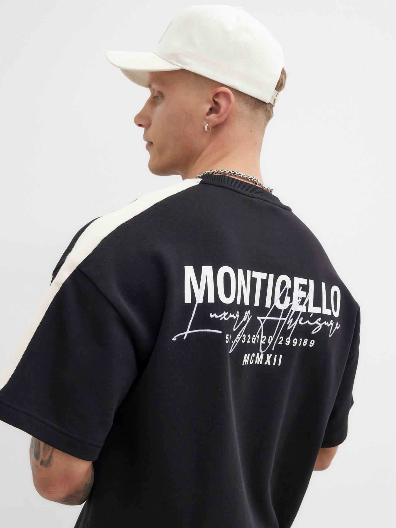 River Island Monticello Graphic Taped T-Shirt - Black