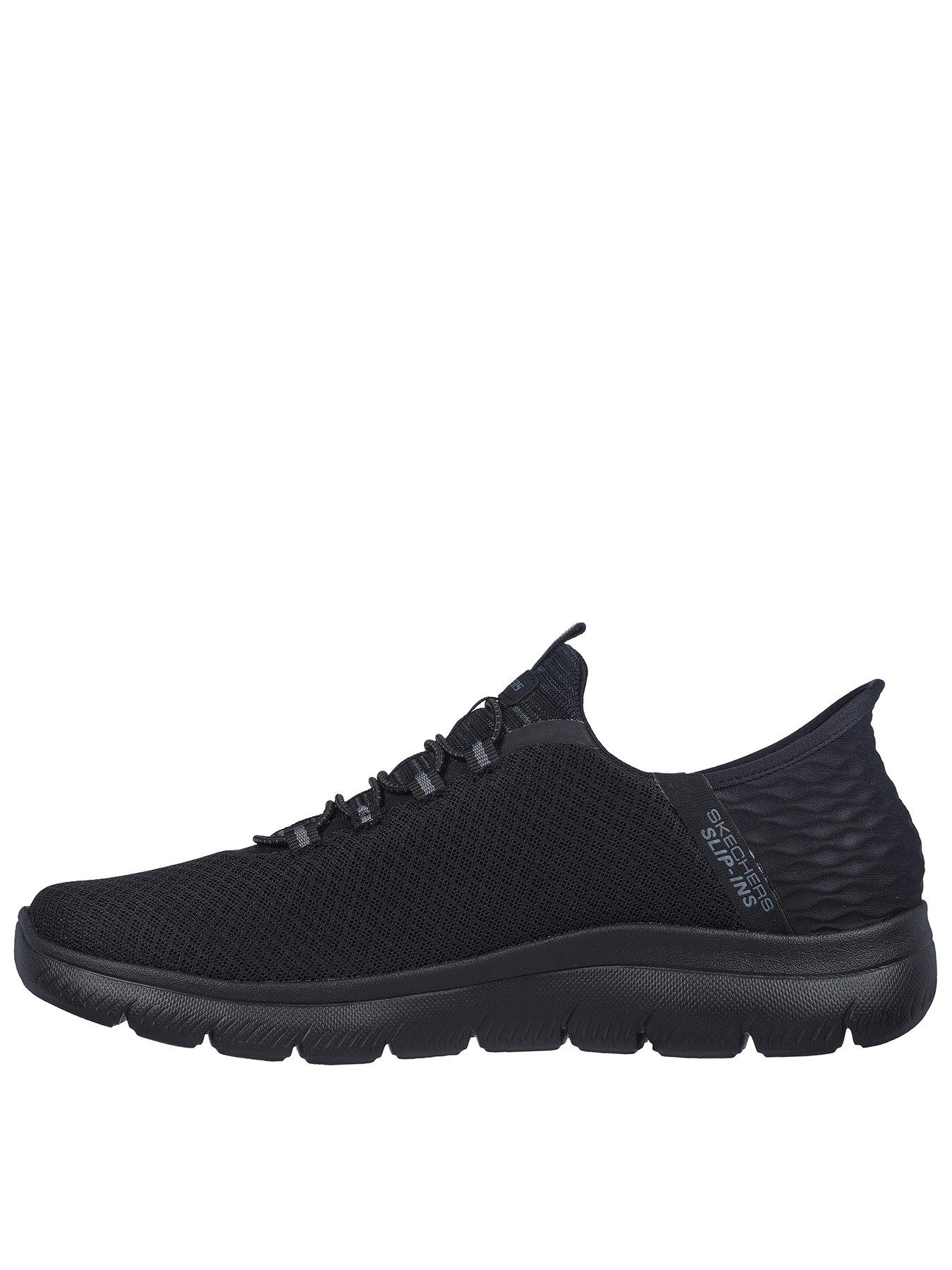 Skechers Summits Wide Fit Mesh Slip On Trainers- Black
