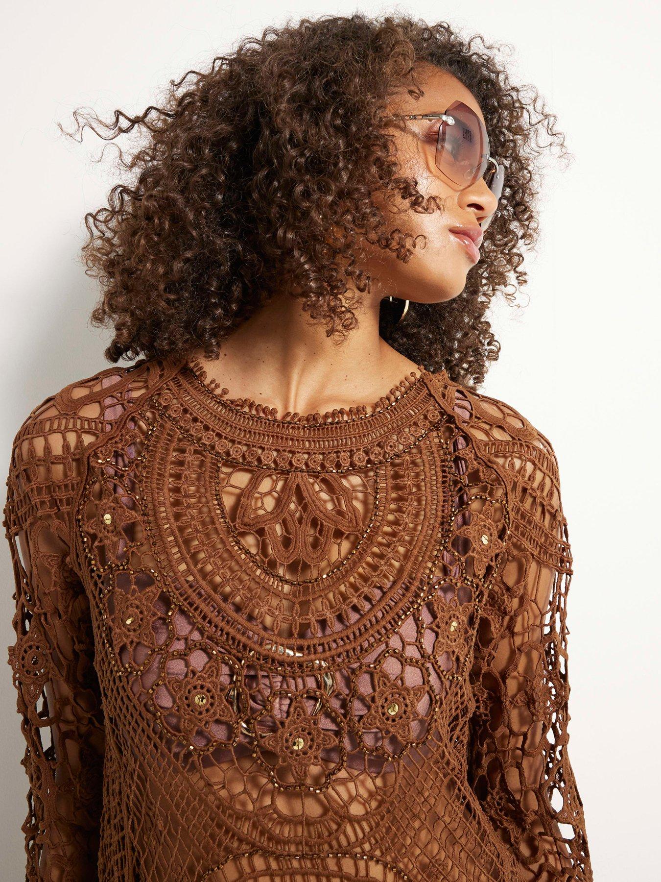 river-island-crochet-tunic-dress-brownoutfit